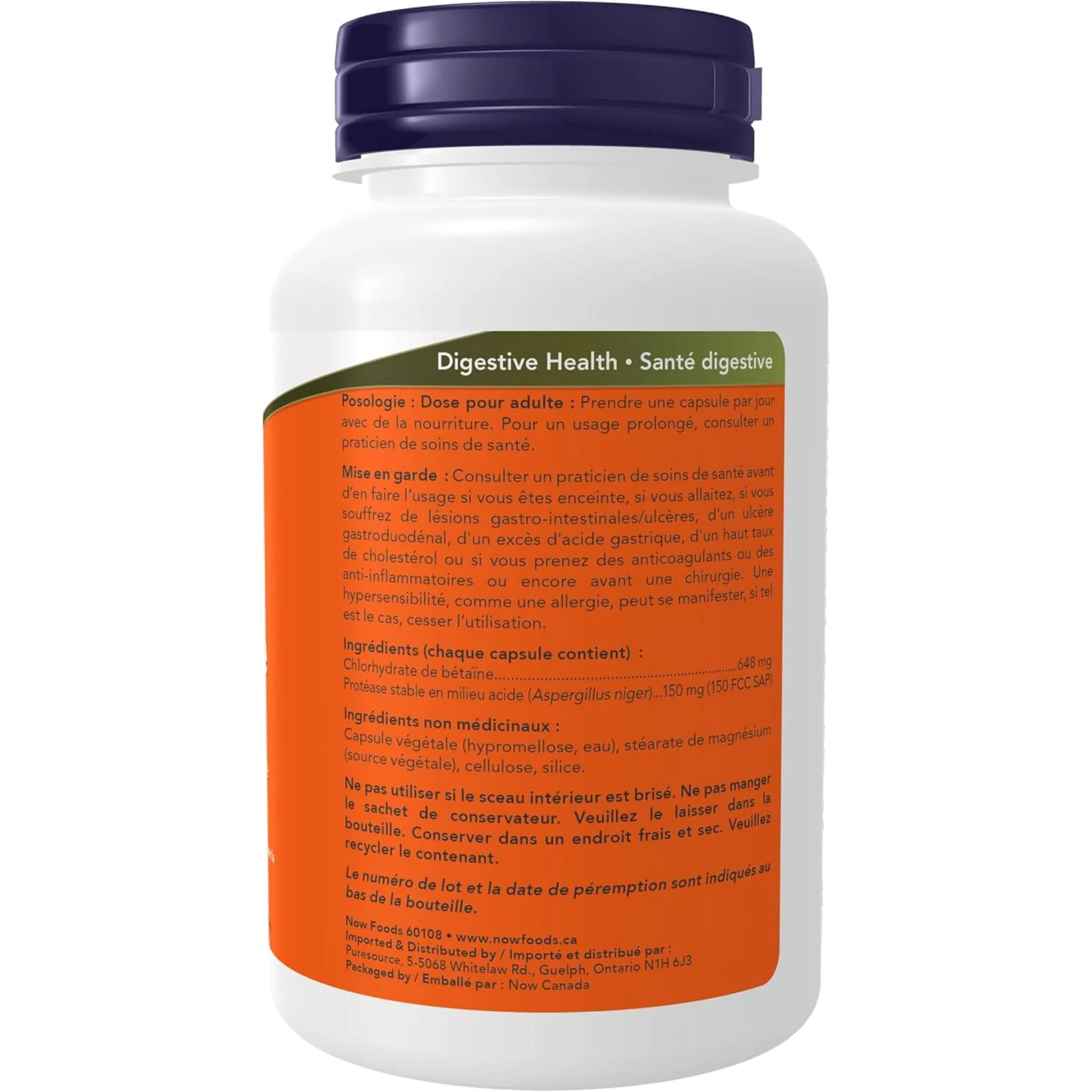 NOW Betaine HCl with Pepsin, 120 Vegetable Capsules - Image 3