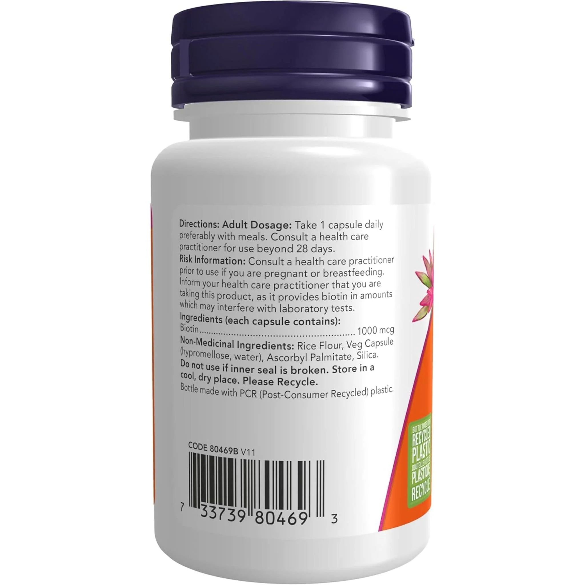 NOW Biotin, 1000mcg, 100 Capsules - Image 3