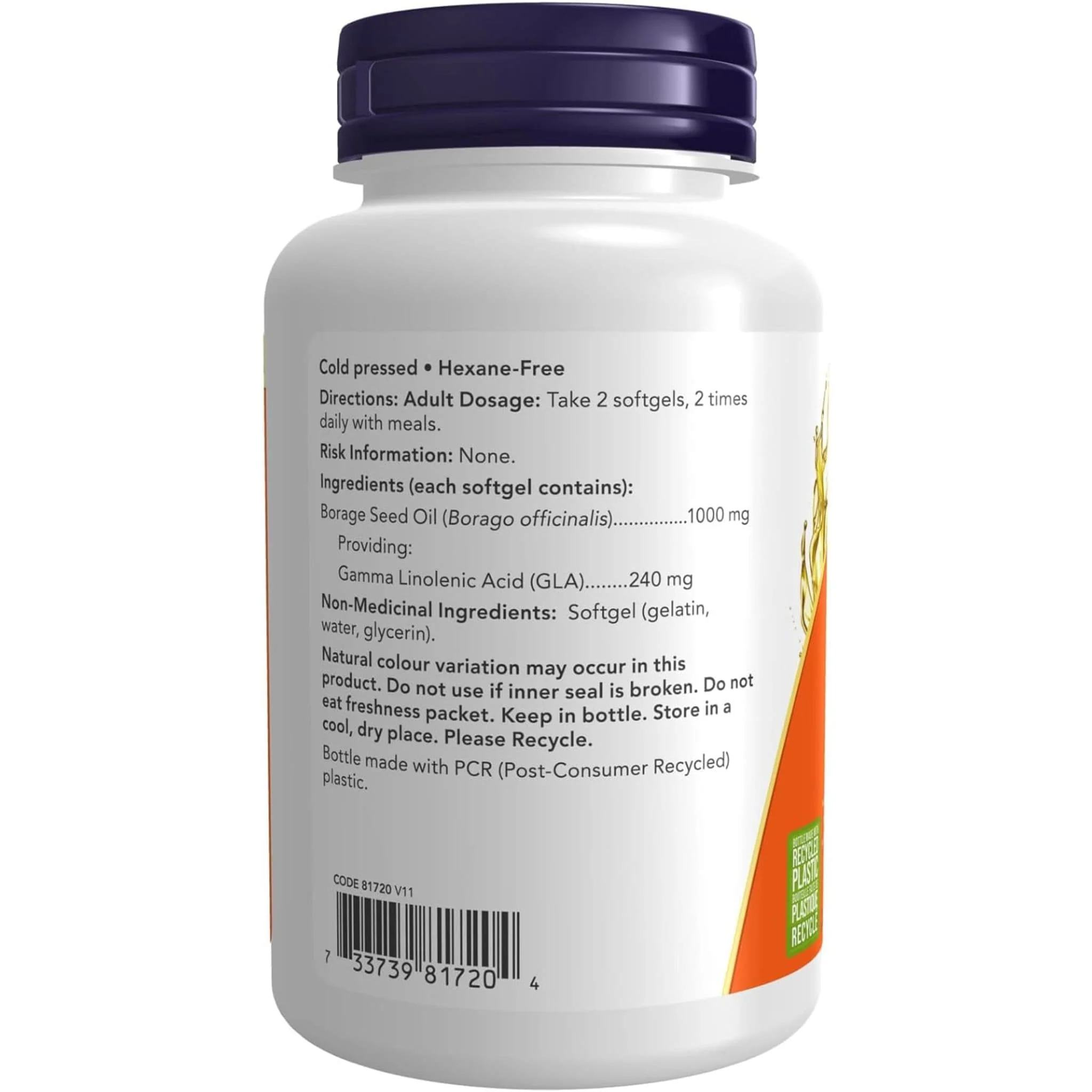NOW Borage Oil 1000mg, Expeller Pressed, Hexane-Free - Image 3