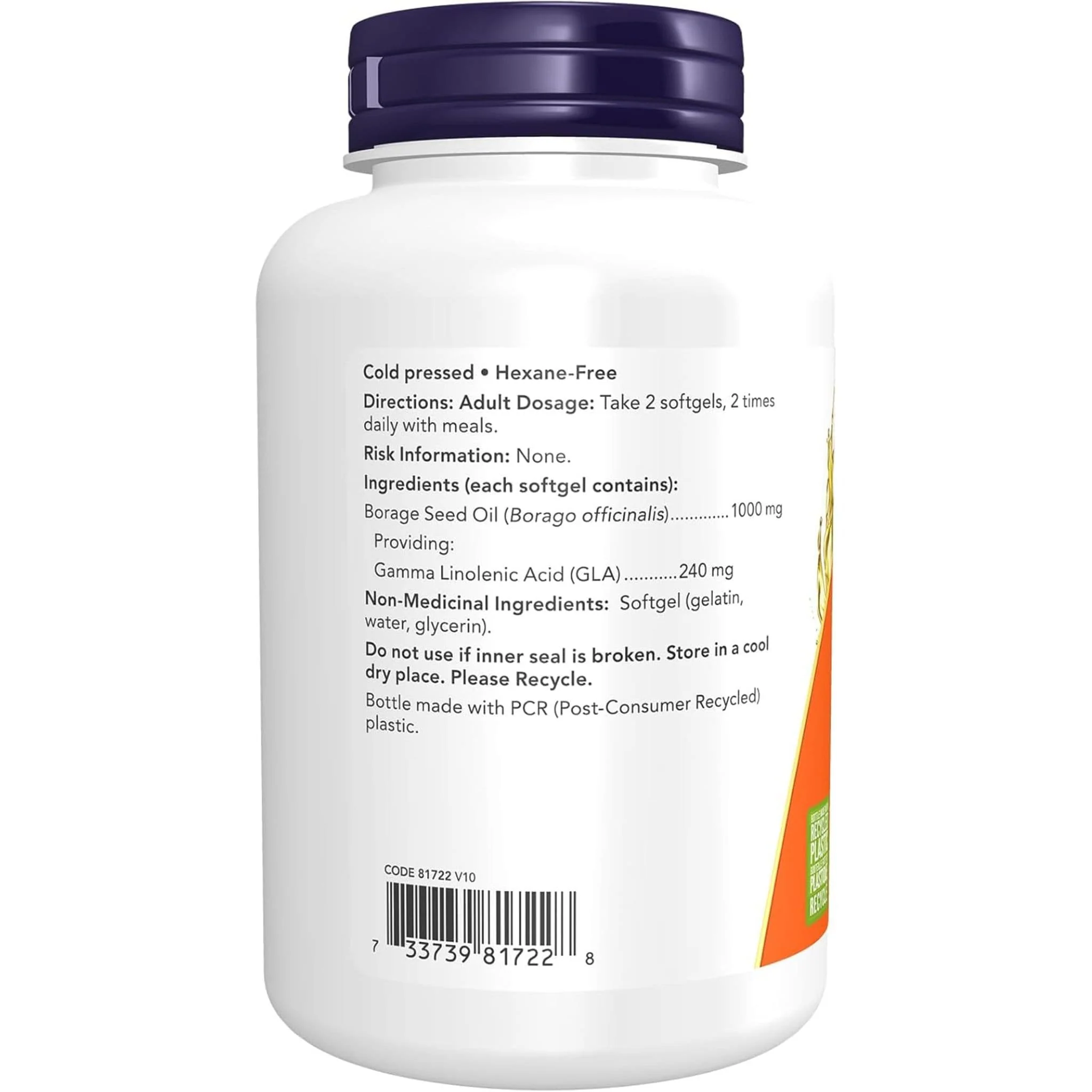 NOW Borage Oil 1000mg, Expeller Pressed, Hexane-Free - Image 7