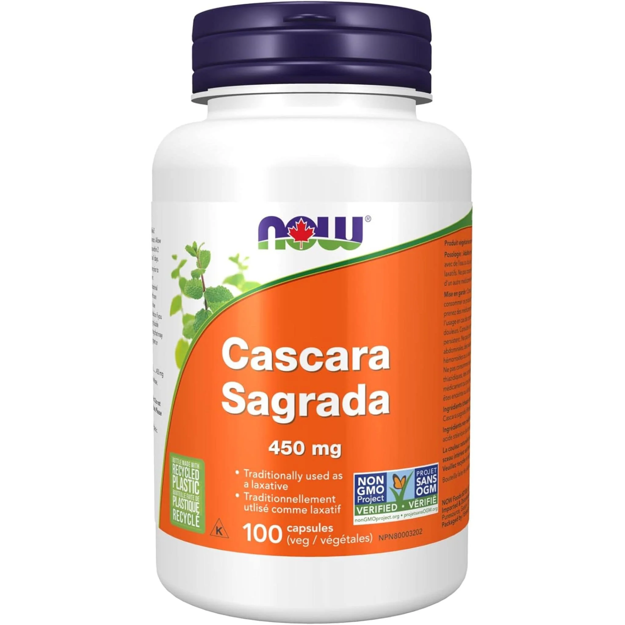 NOW Cascara Sagrada, 450mg, 100 Capsules