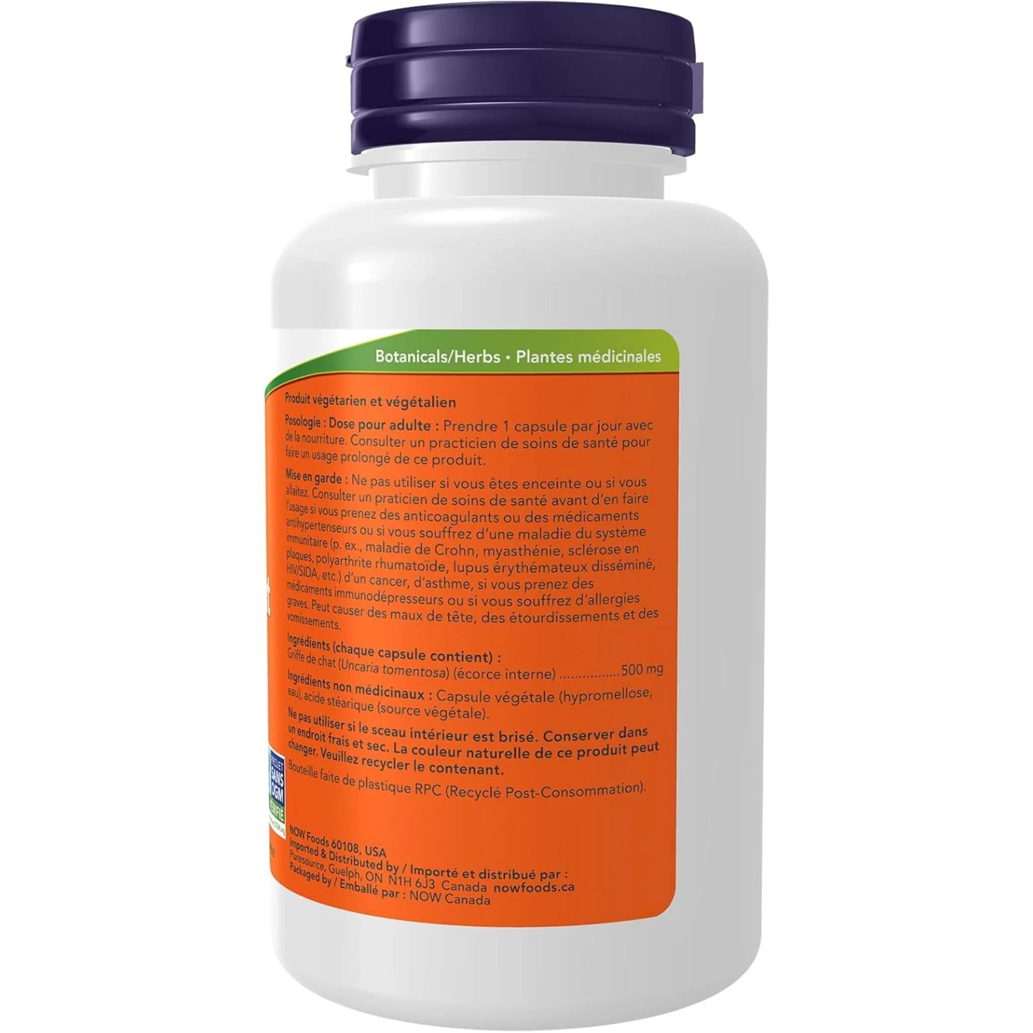 NOW Cat's Claw, 500mg, 100 Capsules - Image 4