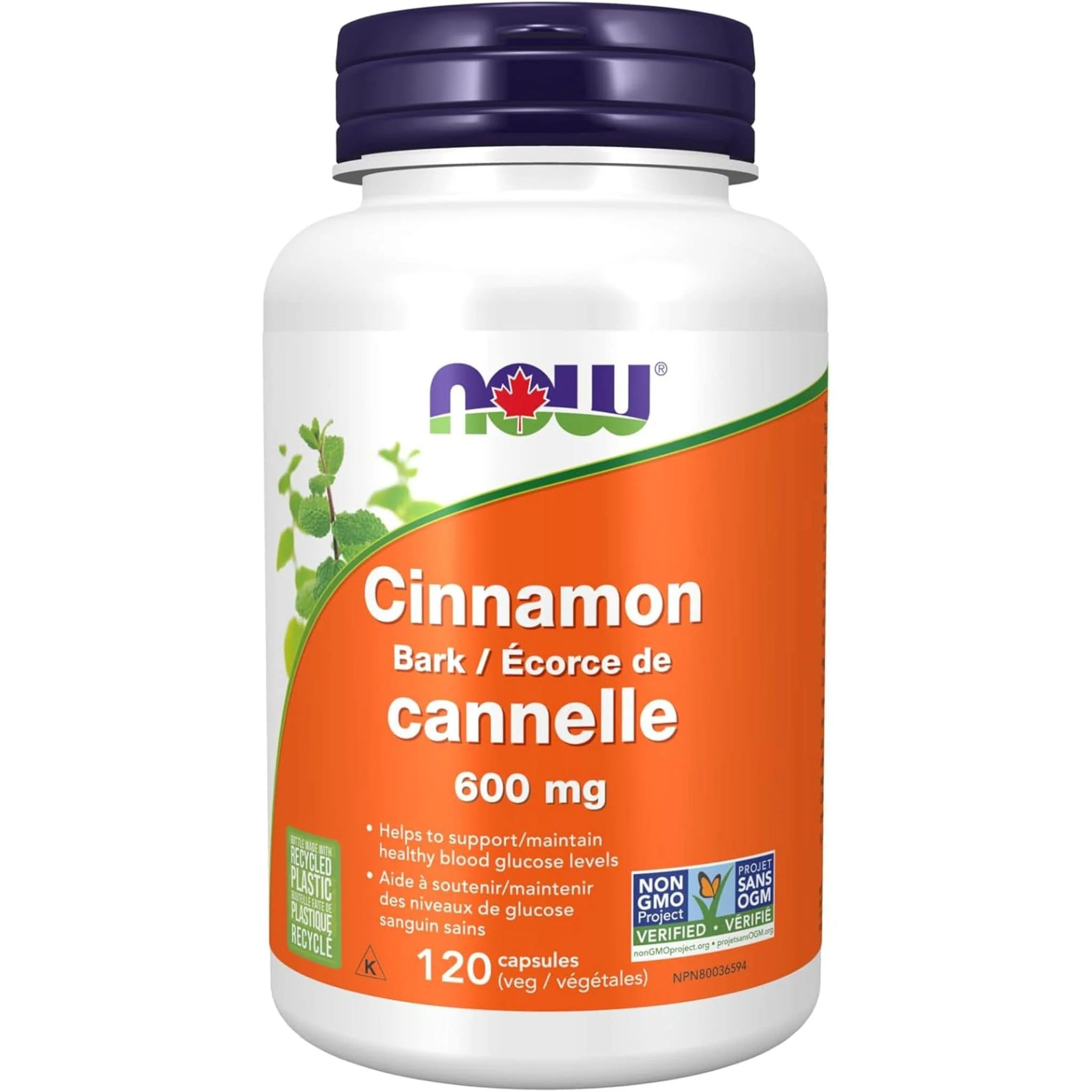 NOW Cinnamon Bark, 600mg, 120 Capsules