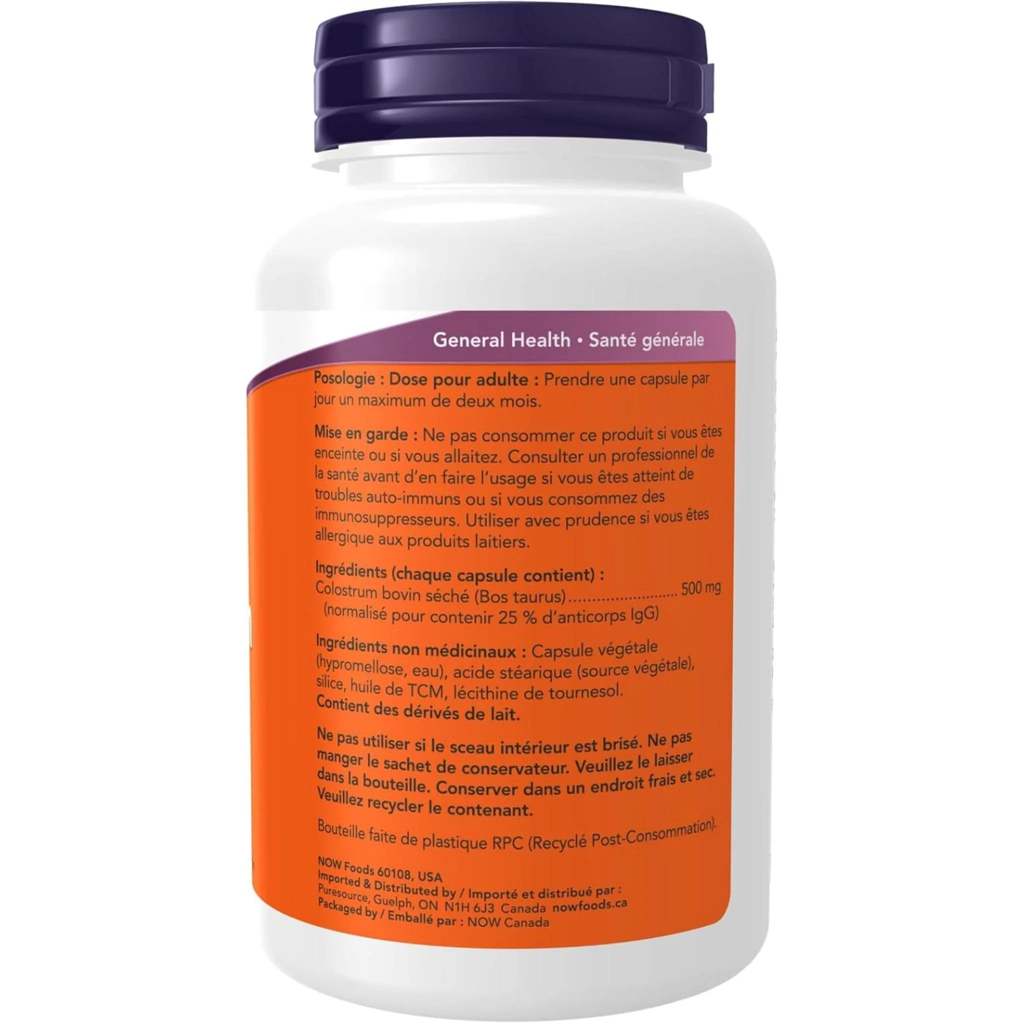 NOW Colostrum 500mg, 120 Capsules - Image 4