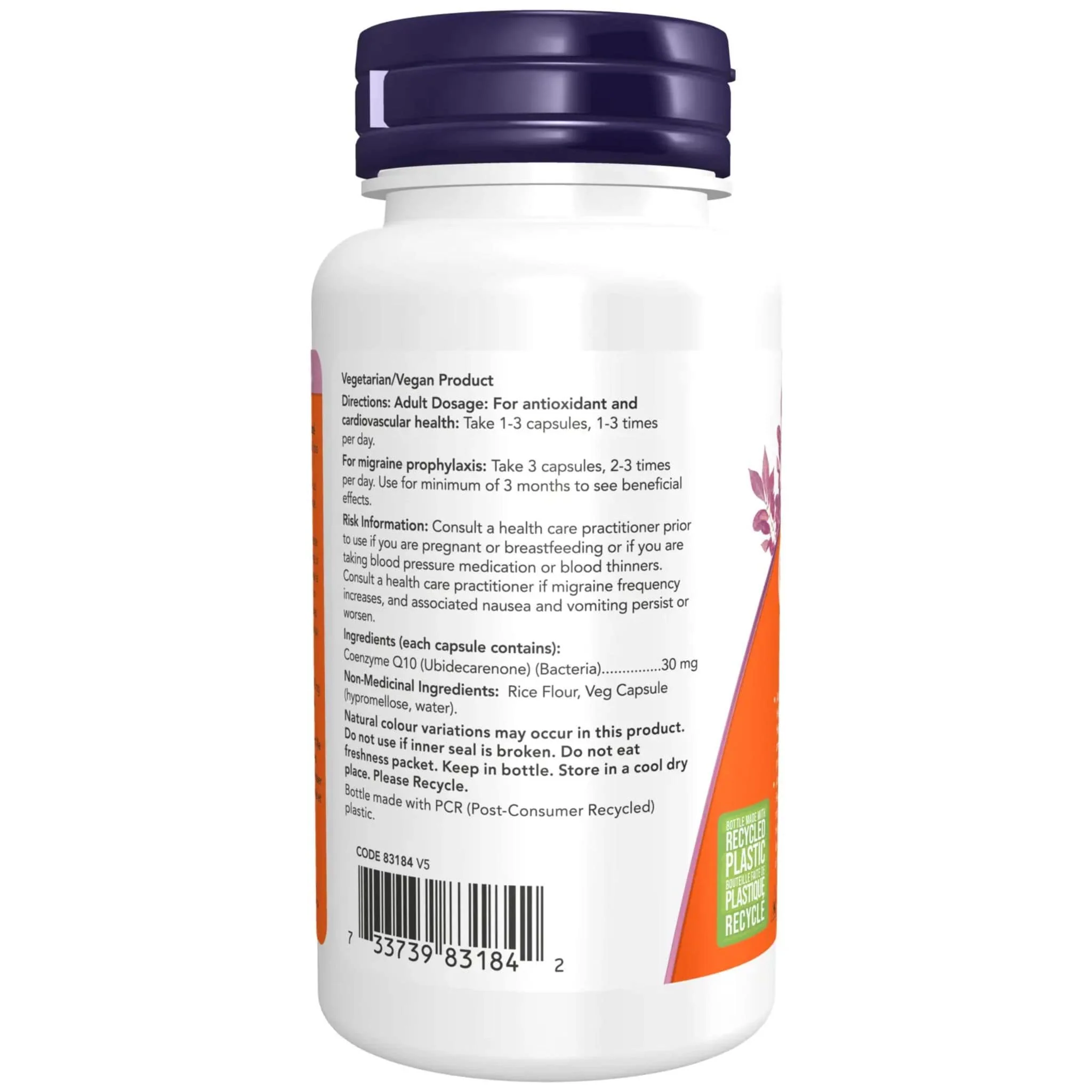 NOW CoQ10, 30mg, 60 VCaps - Image 2