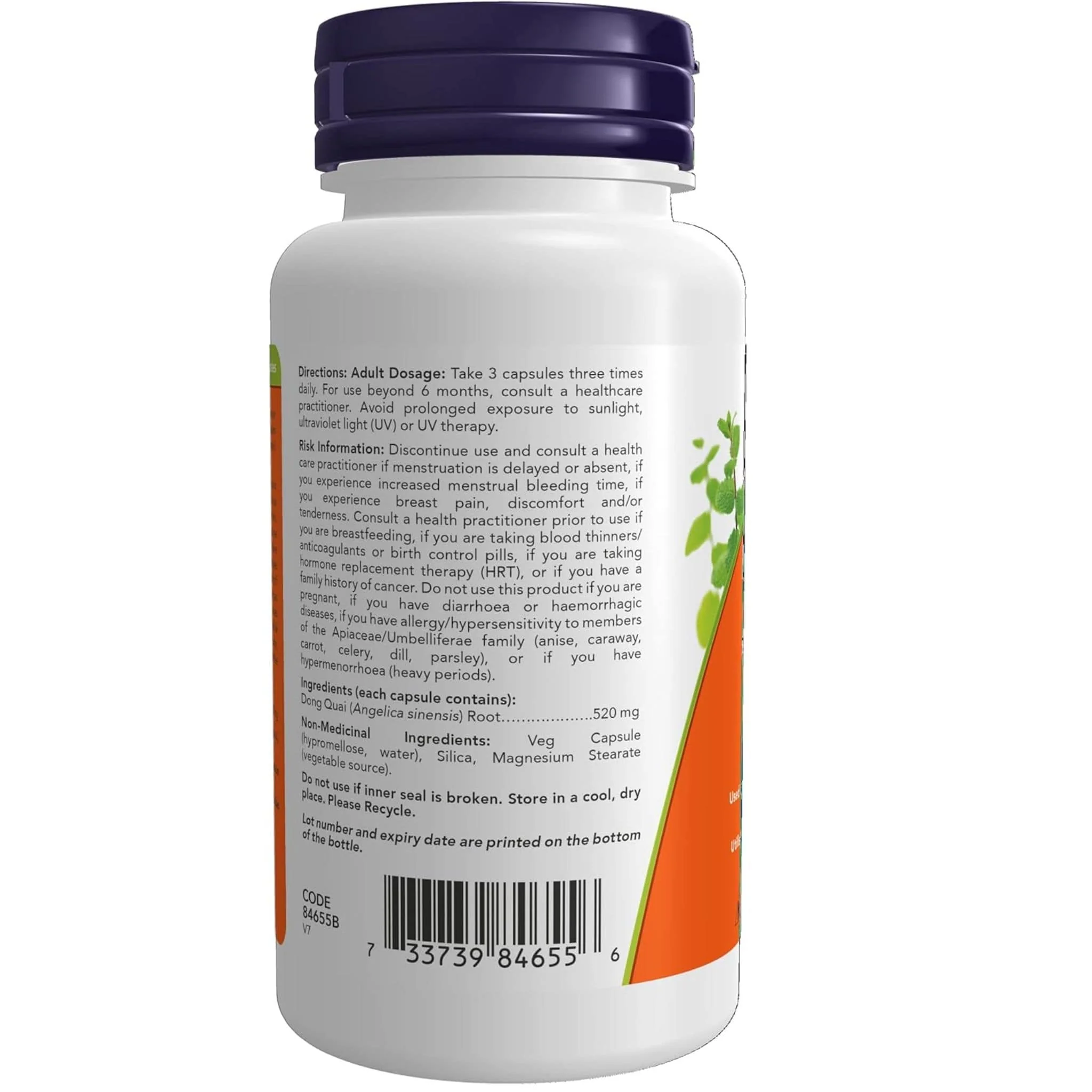NOW Dong Quai, 520mg, 100 Capsules - Image 2