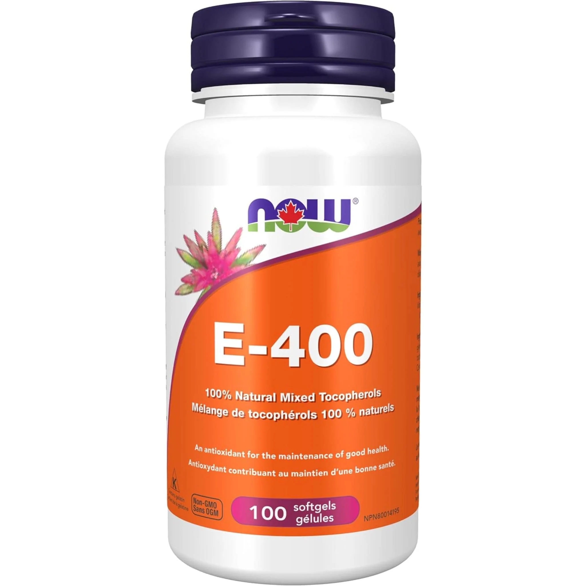 NOW E-400 IU D-Alpha with Mixed Tocopherols and Selenium, 100 Softgels - Image 2