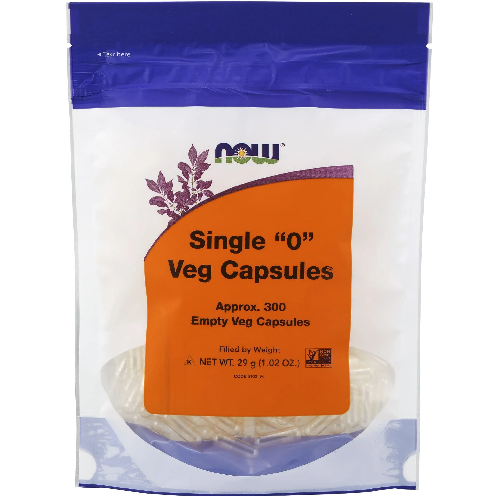NOW Empty VCaps '0' (Vegetarian, Non-Gelatin), 300 Vcaps
