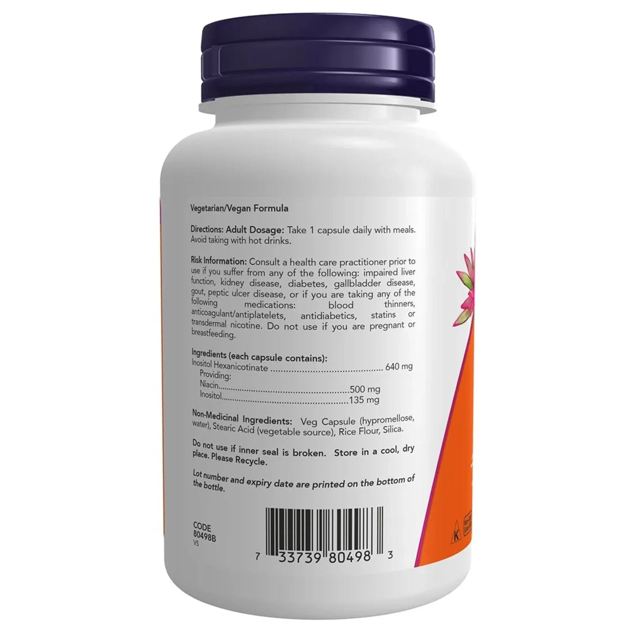 NOW Niacin, Flush Free, 500mg, 90 VCaps - Image 3