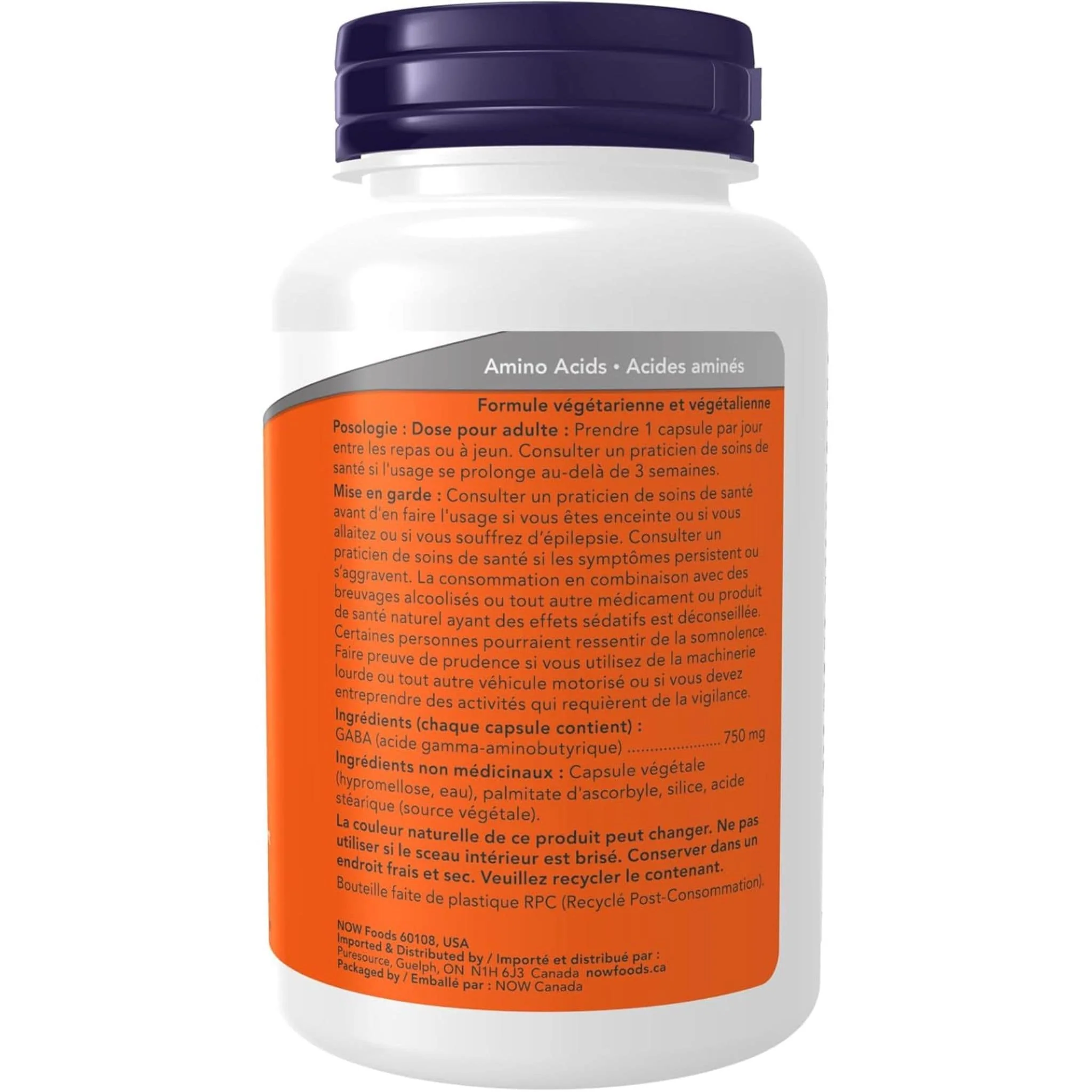 NOW GABA Extra Strength 750mg, 100 Vcaps - Image 3