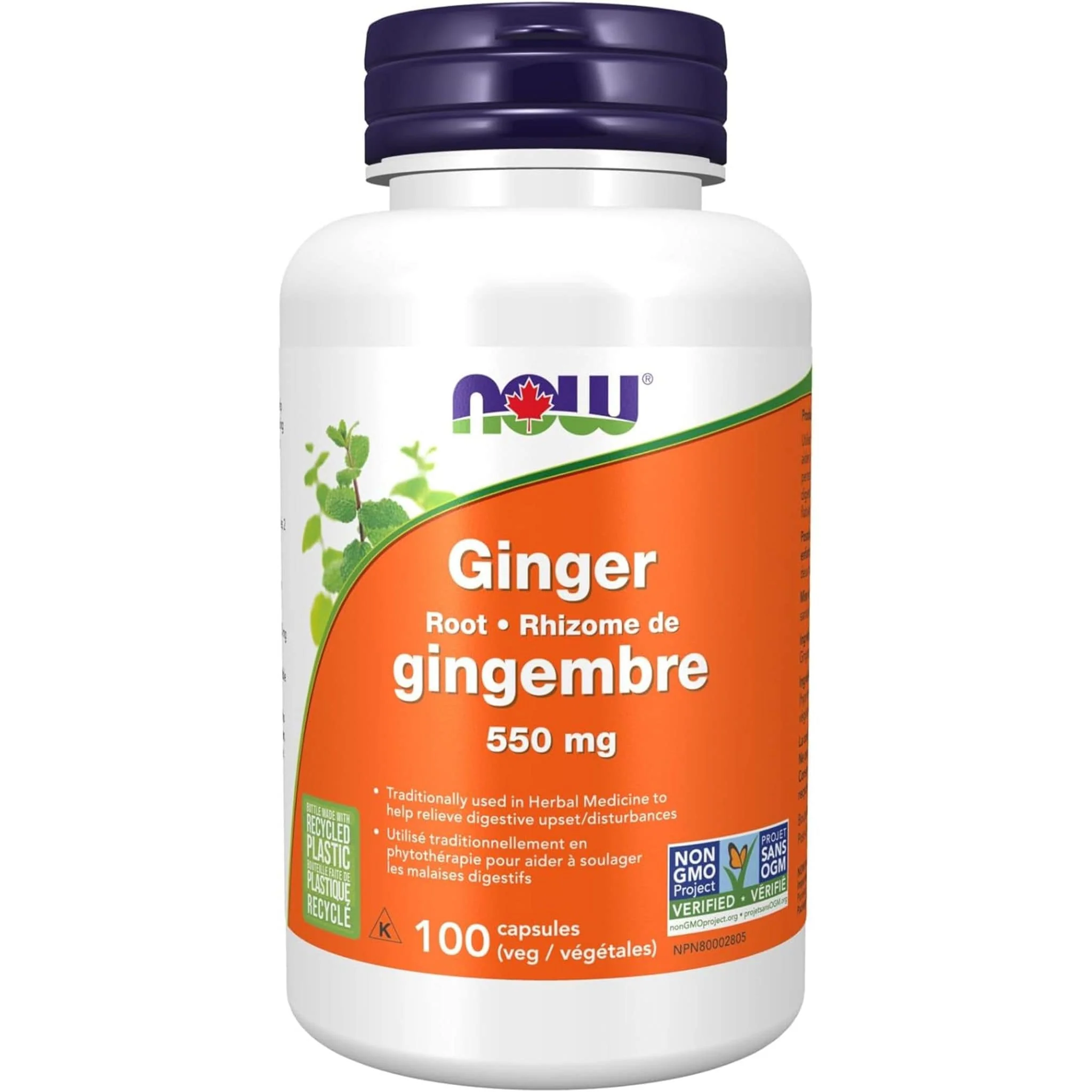 NOW Ginger Root 550mg, Digestive Support, 100 Vegetable Capsules