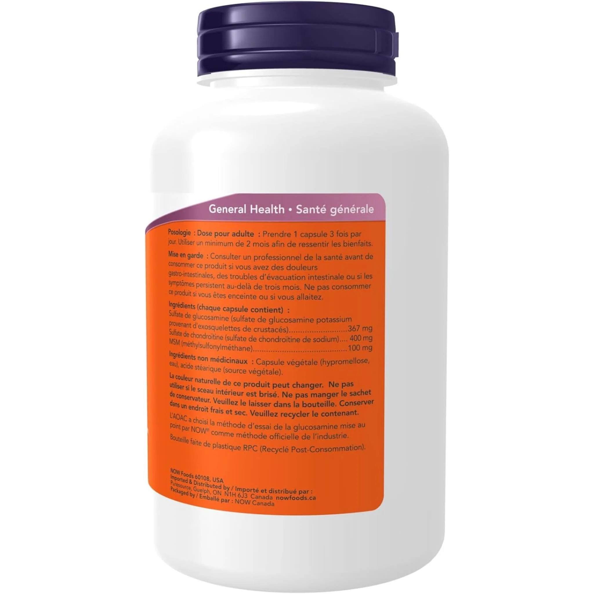 NOW Glucosamine & Chondroitin with MSM Capsules, 180 Capsules - Image 4