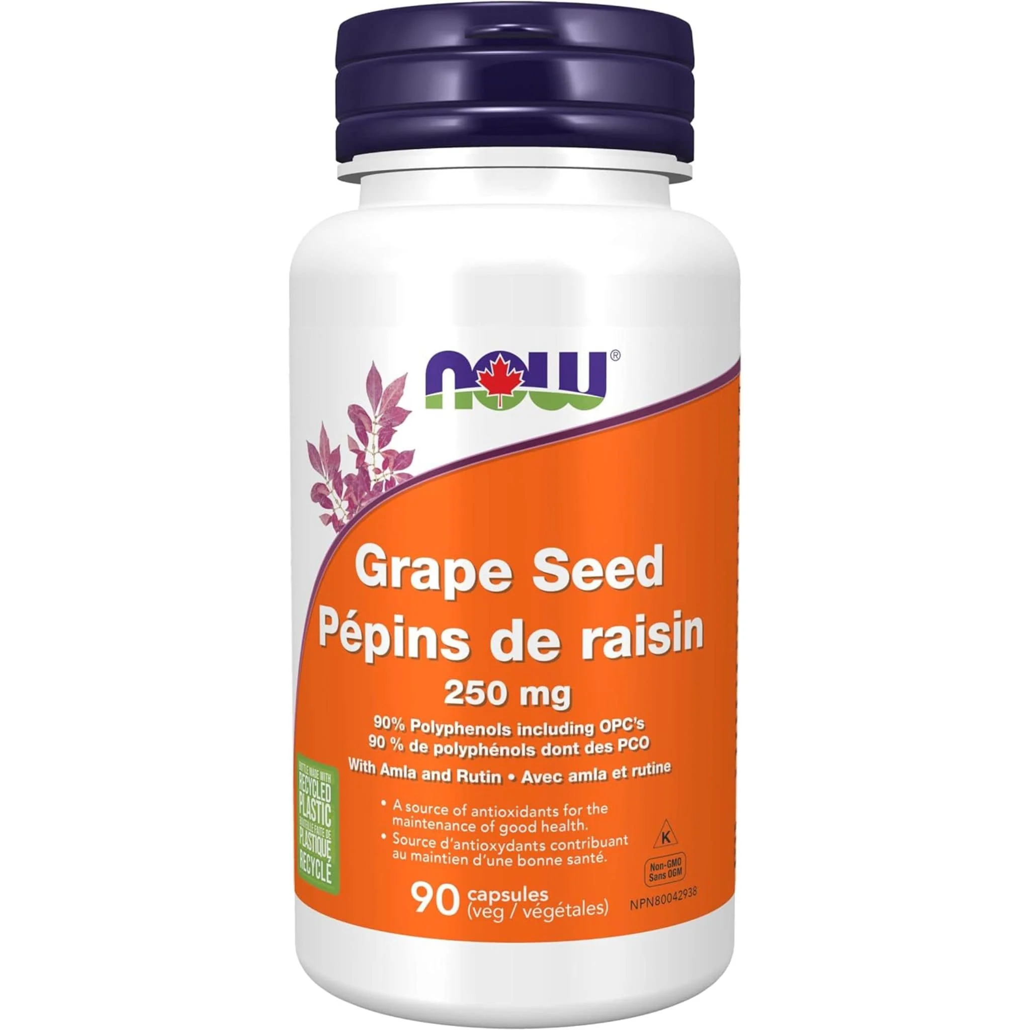 NOW Grape Seed Extract, 250mg, 90 VCaps - Image 2