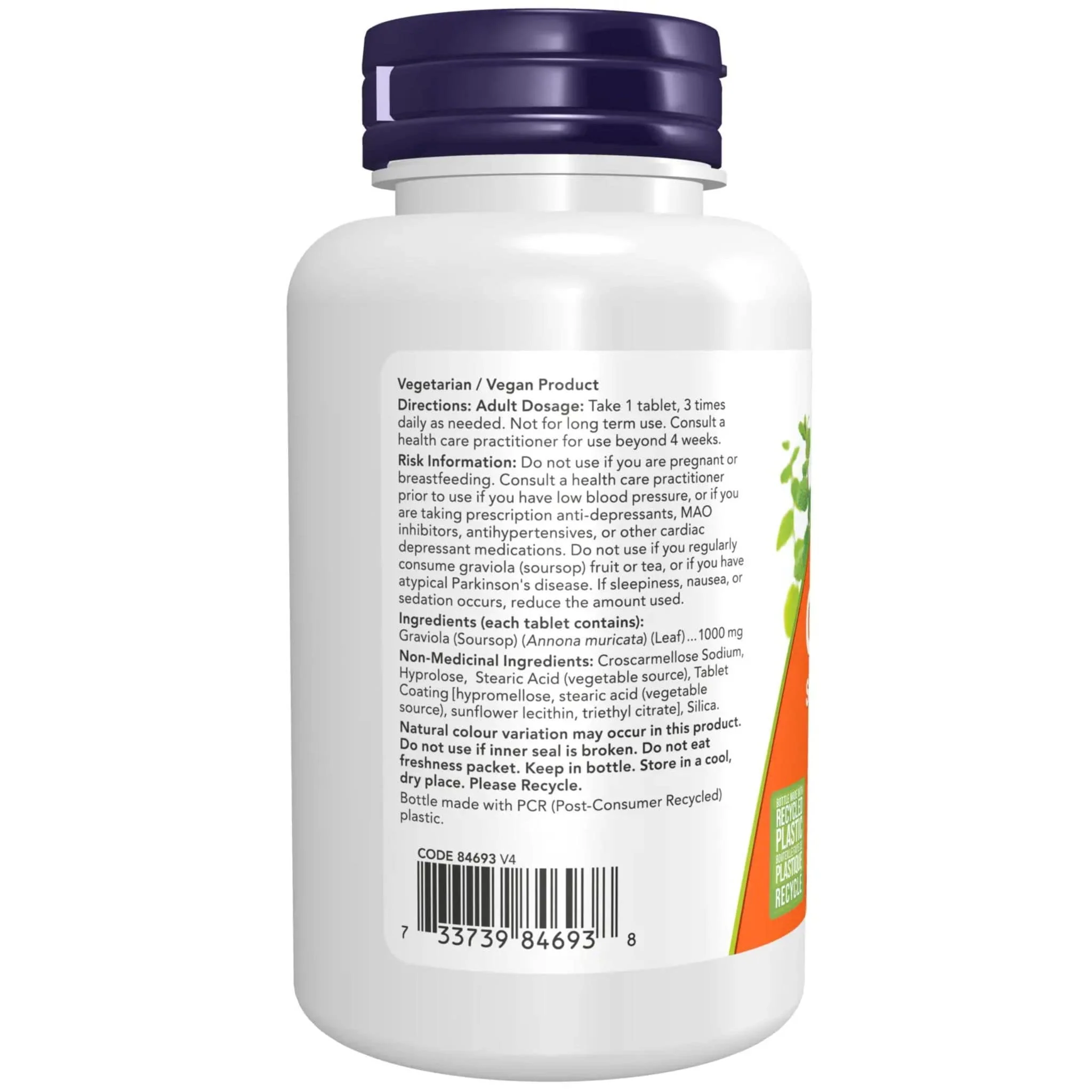 NOW Graviola Double Strength 1000mg, 90 Tablets - Image 2