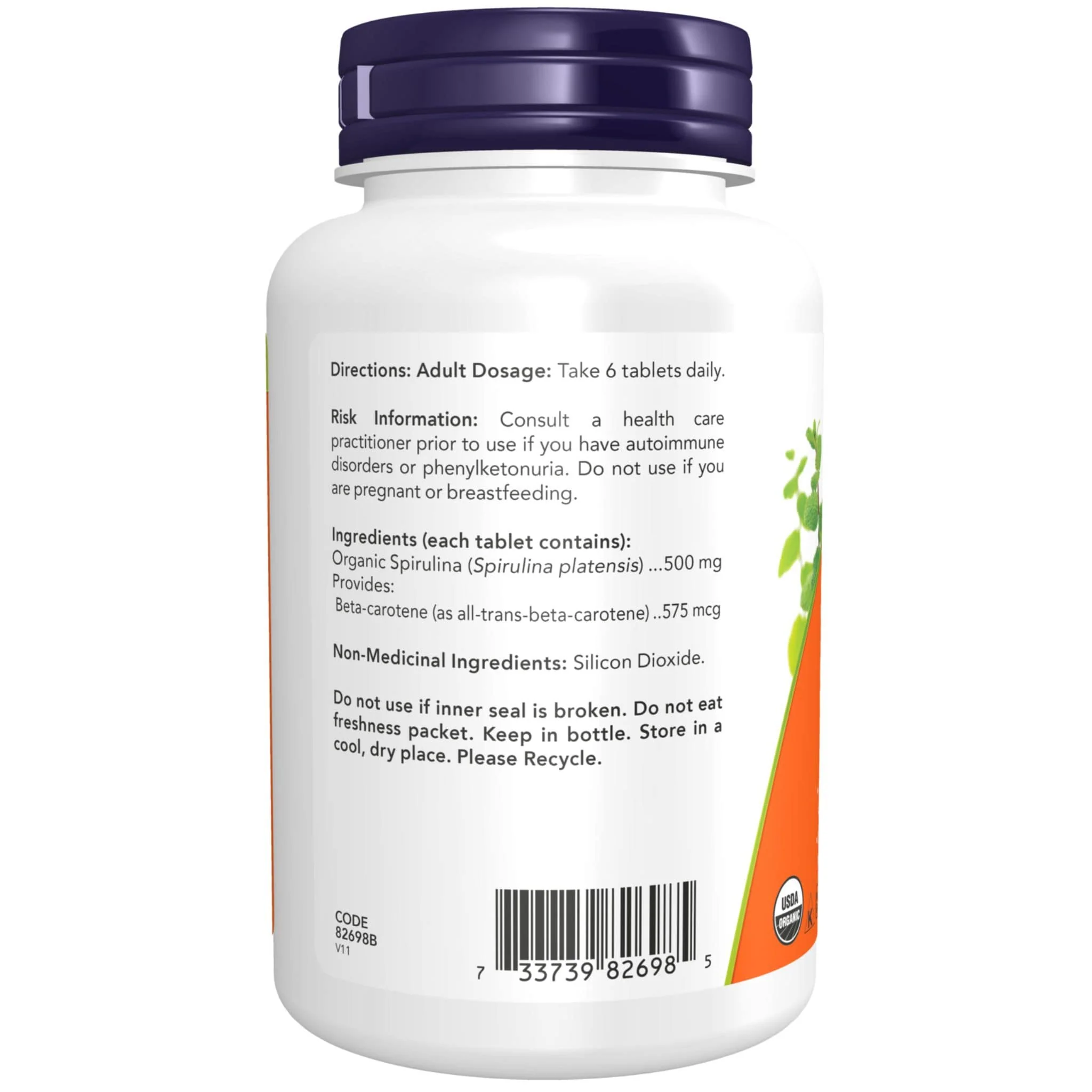 NOW Organic Spirulina 500mg (100% Natural) - Image 3
