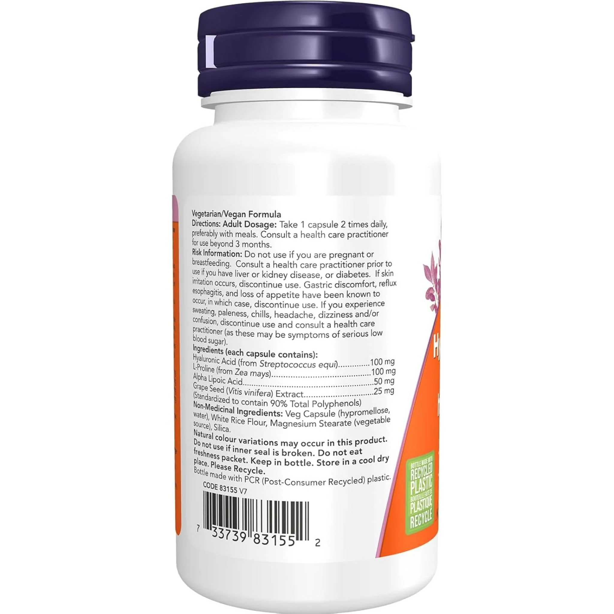 NOW Hyaluronic Acid 100mg, With Antioxidants, Supports Joint Health and Helps Boost Collagen Production and Skin Hydration, 60-120 Vegetable Capsules - Image 3