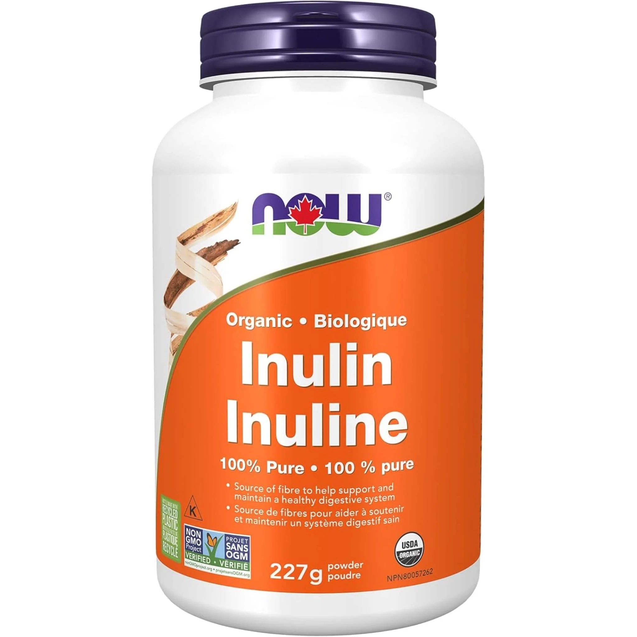 NOW Organic Inulin Powder, 100% Pure Powder, 227g