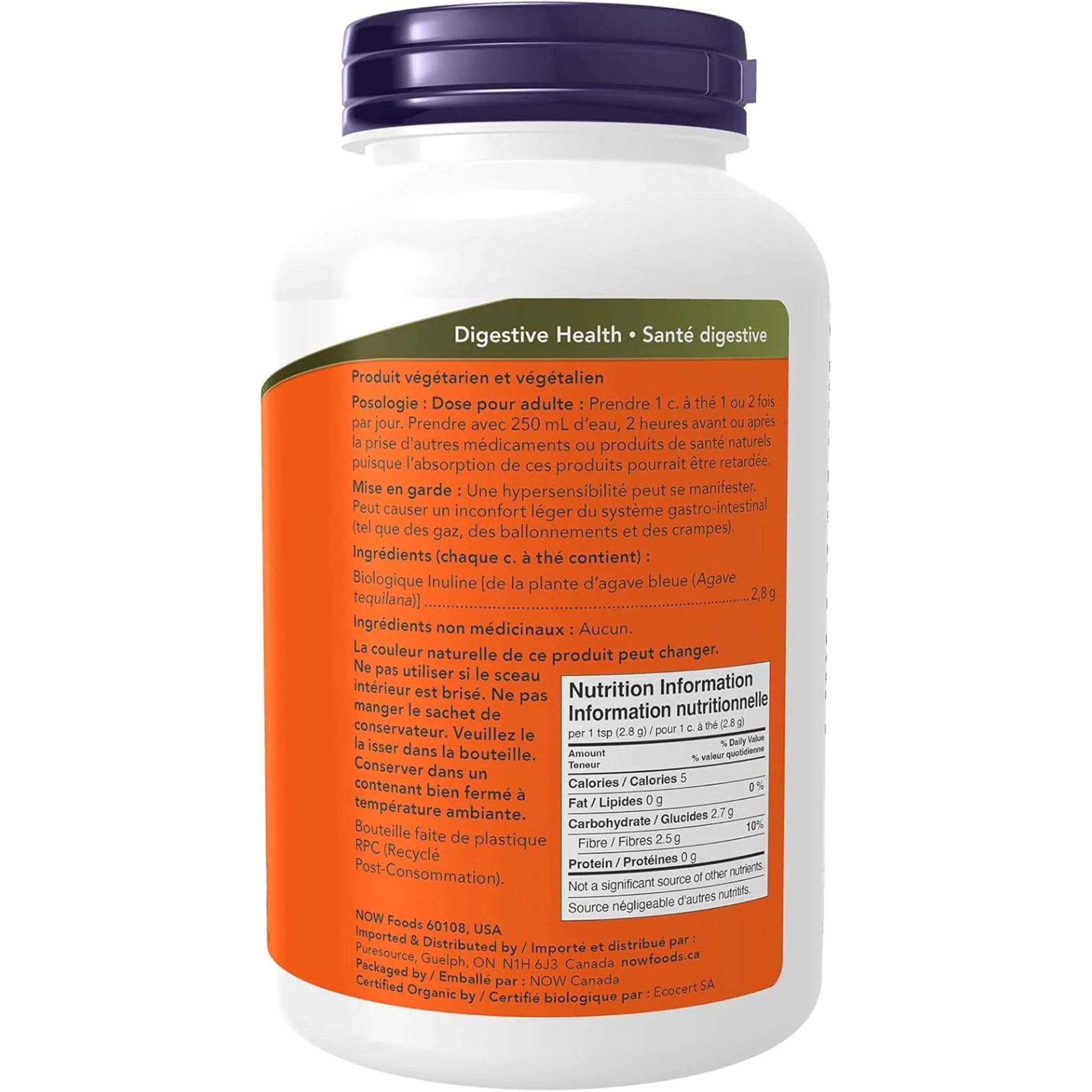 NOW Organic Inulin Powder, 100% Pure Powder, 227g - Image 3