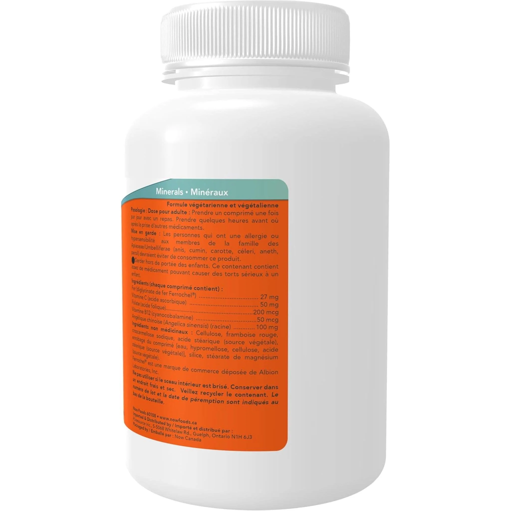 NOW Iron Complex (Ferrochel Chelated Iron Bisglycinate 27mg), 100 Tablets - Image 3