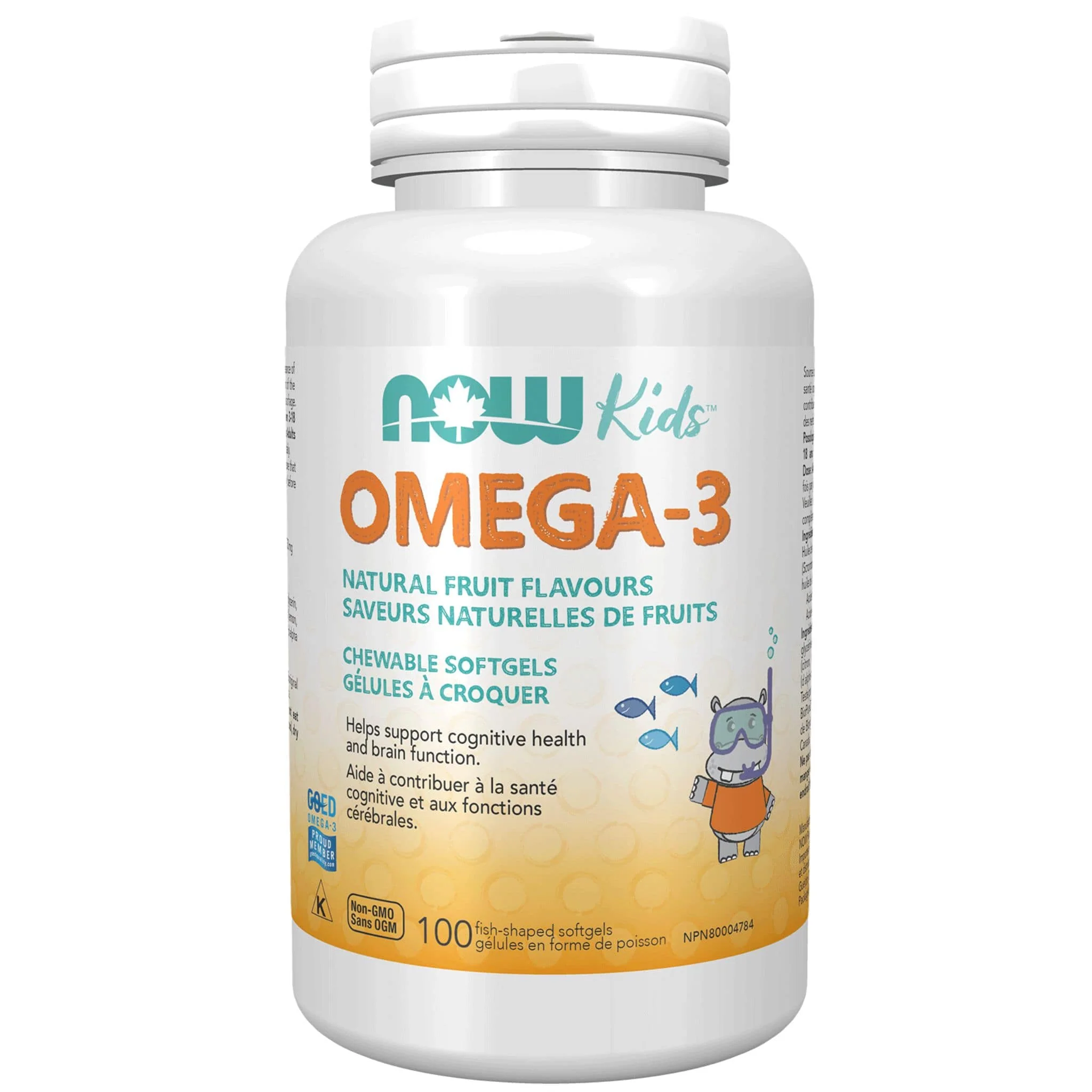 NOW Kids Omega-3 (Previously Squishy Fishies), Fish-Shaped, 100 Chewable Softgels