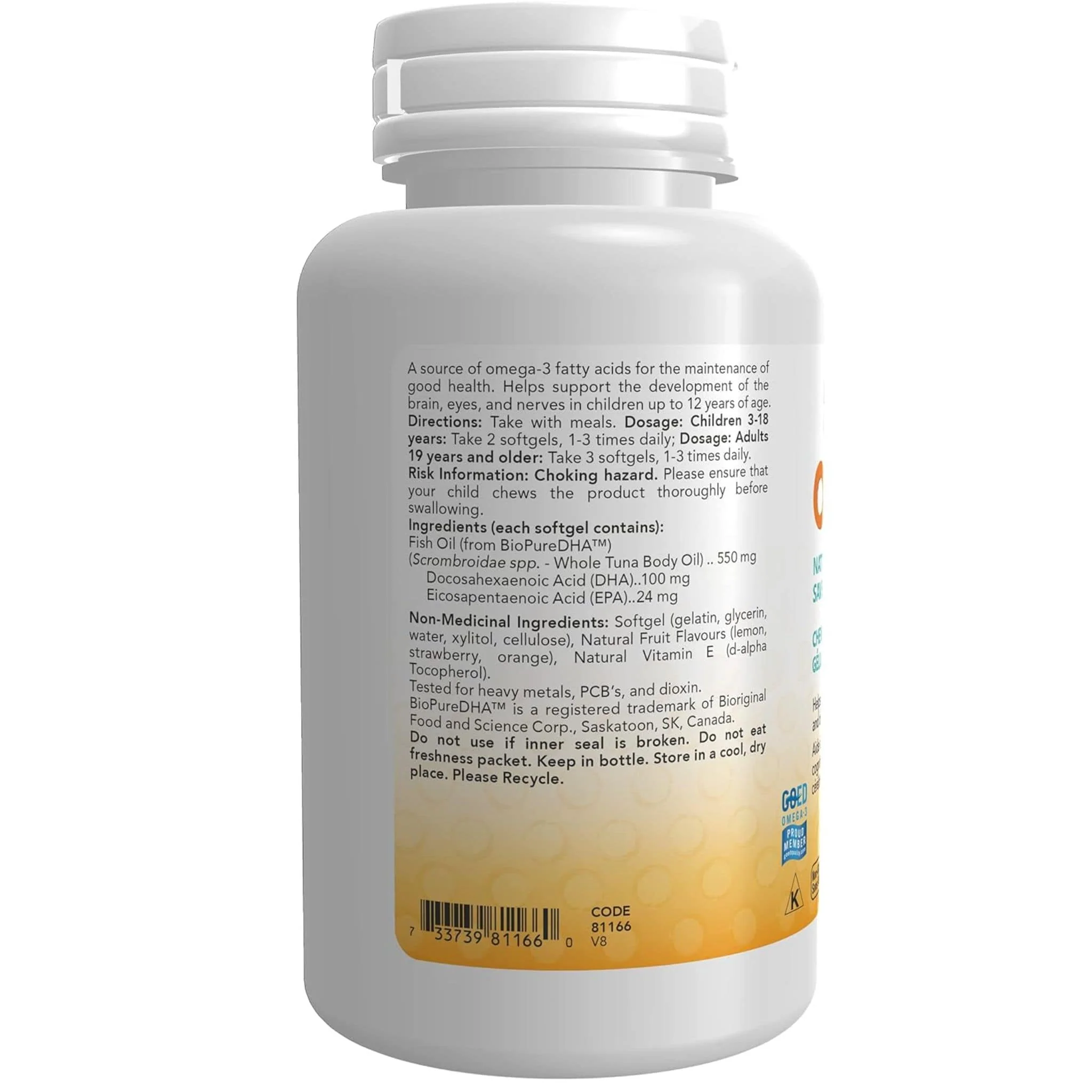 NOW Kids Omega-3 (Previously Squishy Fishies), Fish-Shaped, 100 Chewable Softgels - Image 3