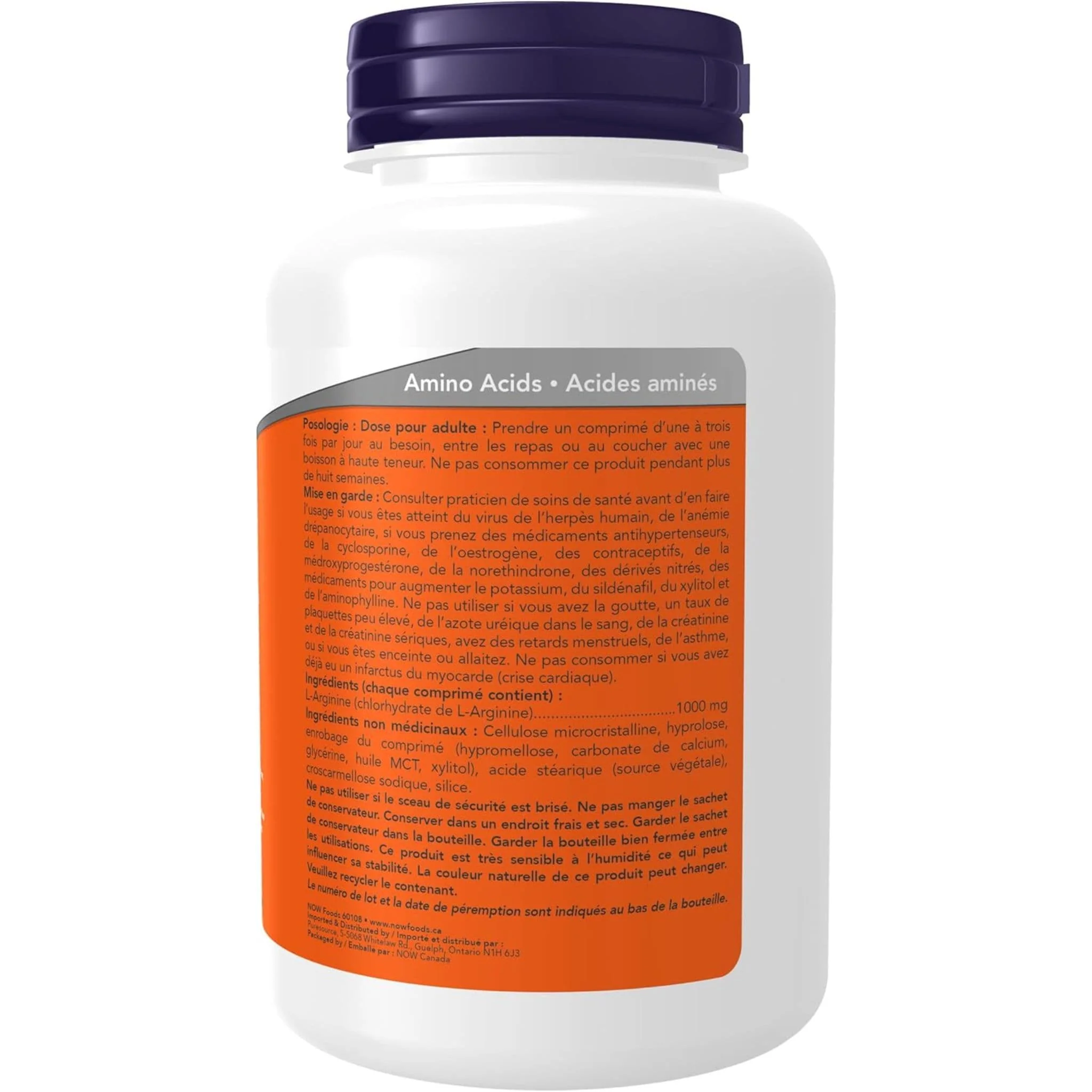 NOW L-Arginine 1000mg, 120 Tablets - Image 3