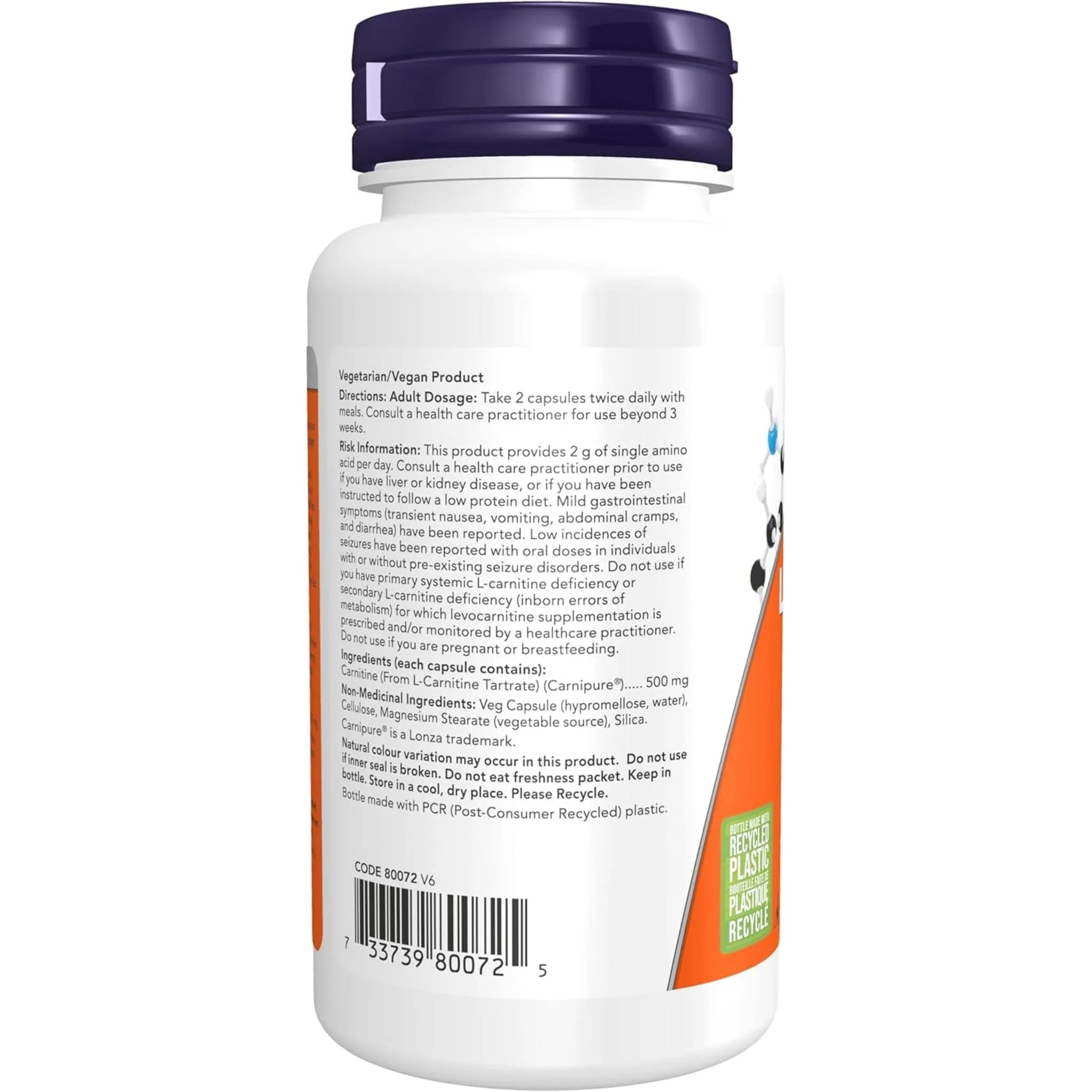 NOW L-Carnitine, 500mg - Image 2