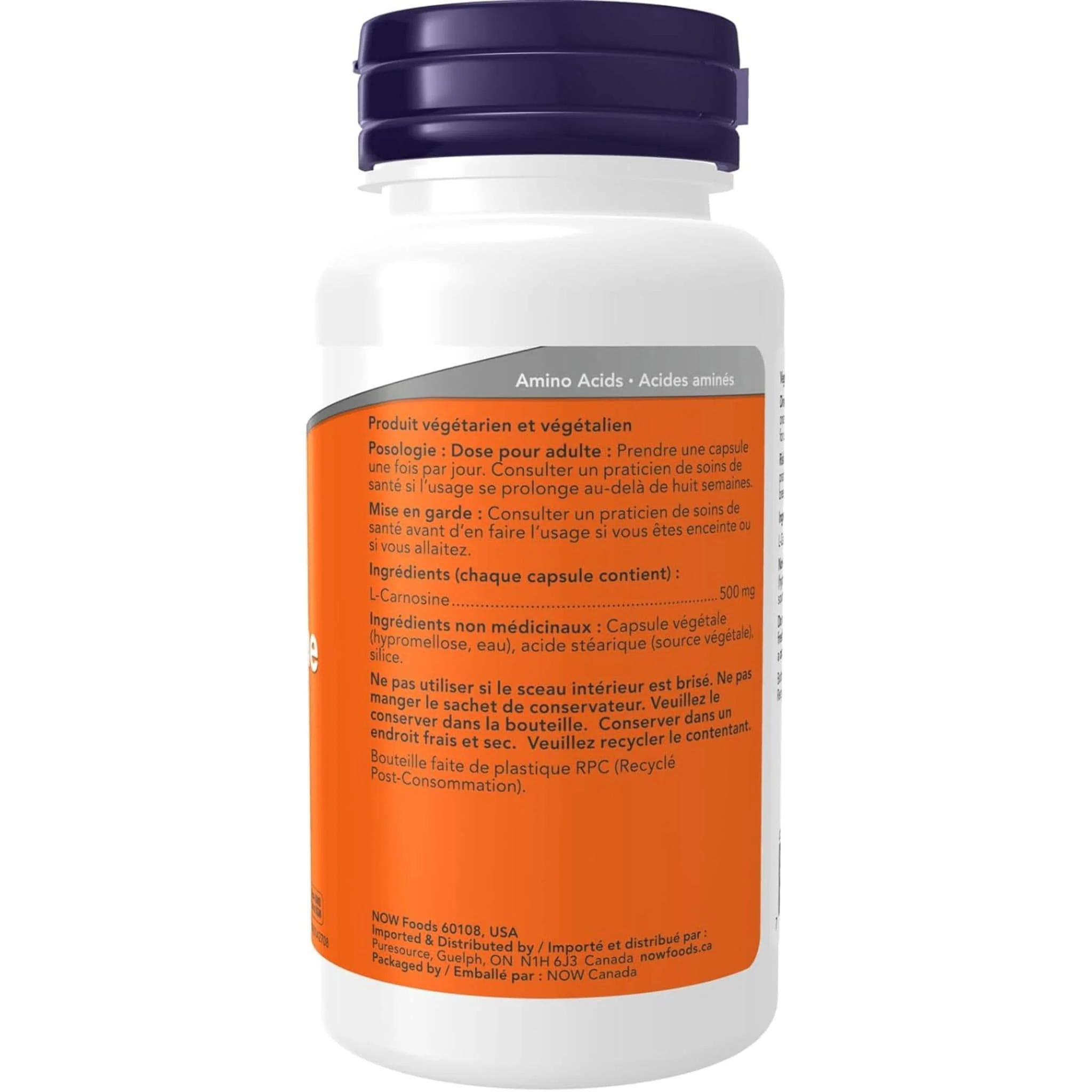 NOW L-Carnosine 500mg, 50 Vcaps - Image 3