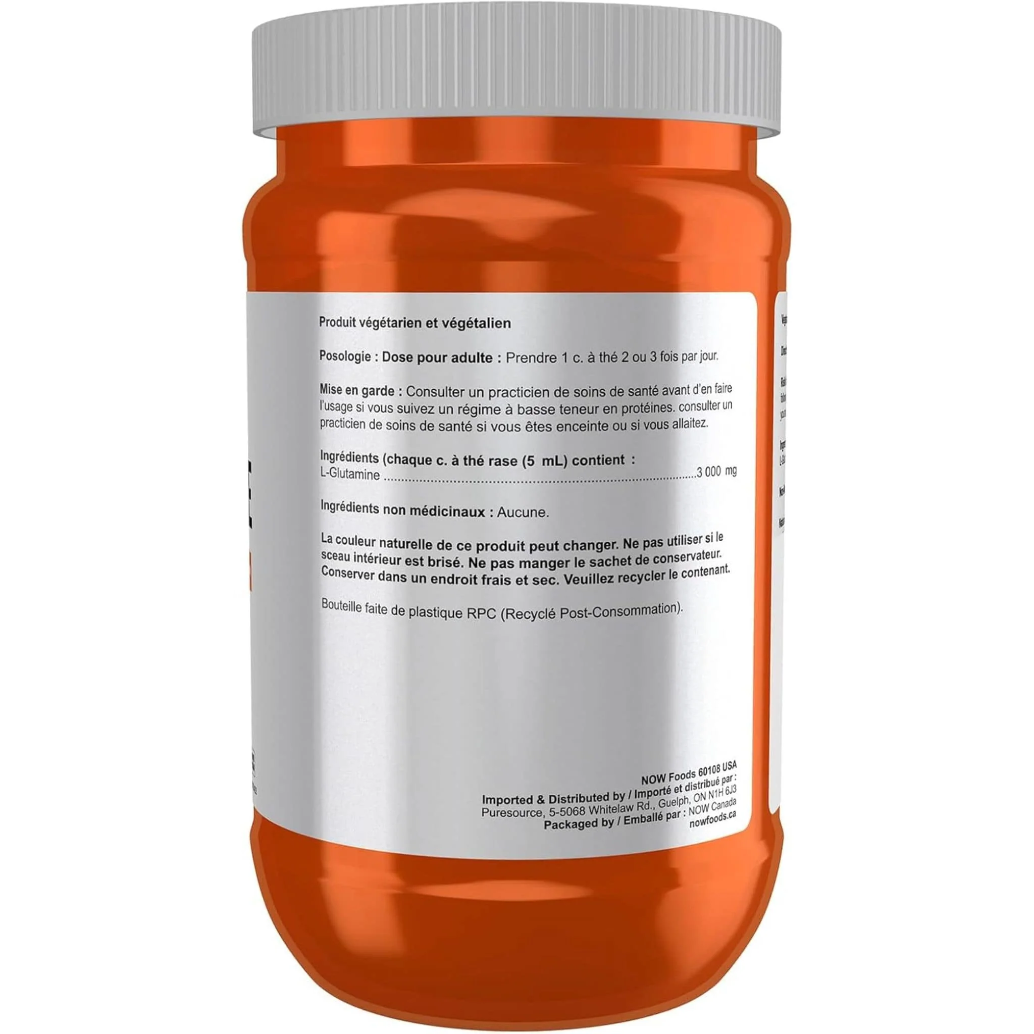 NOW L-Glutamine, Free Form, 100% Pure Powder, 454g - Image 4