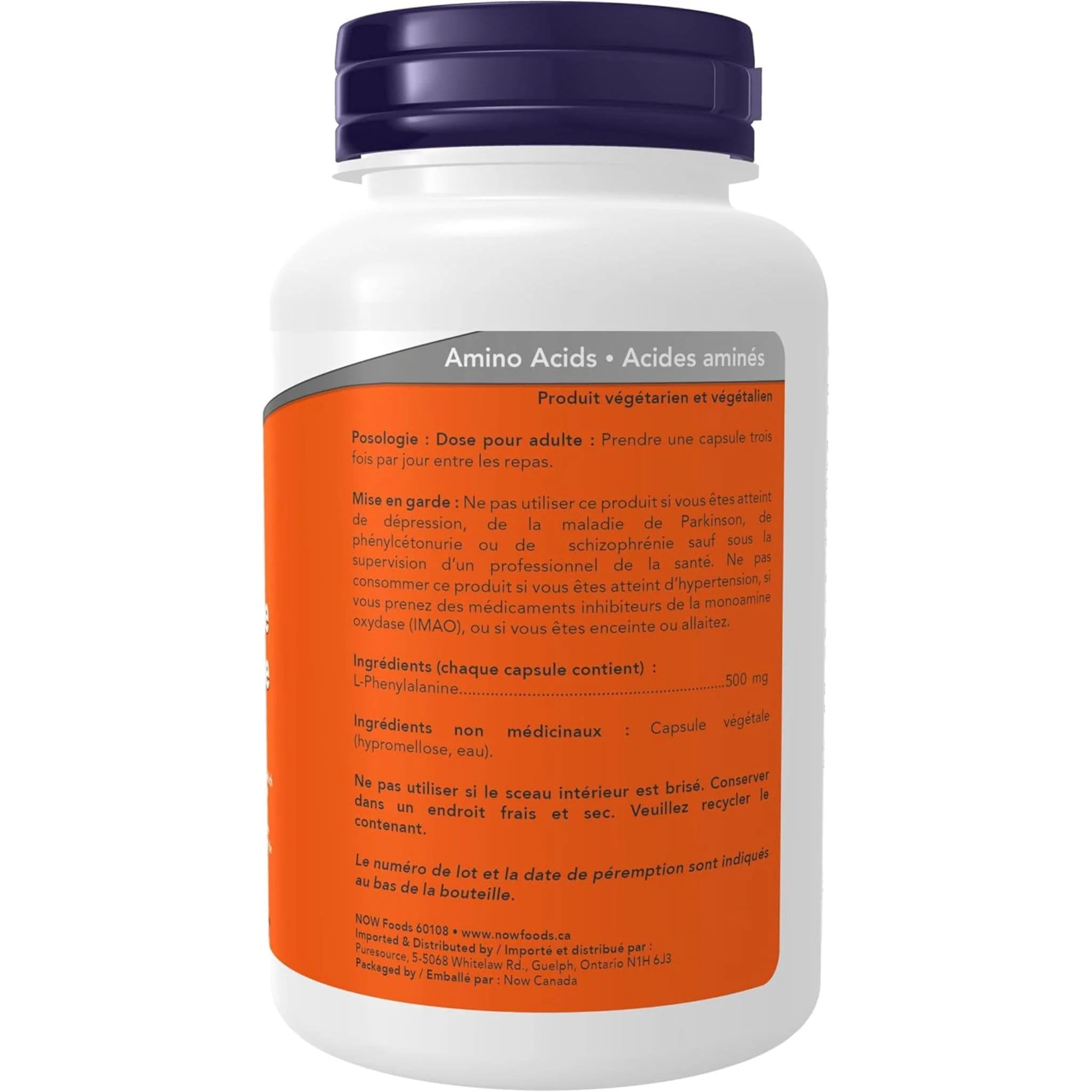 NOW L-Phenylalanine 500mg Capsules - Image 4
