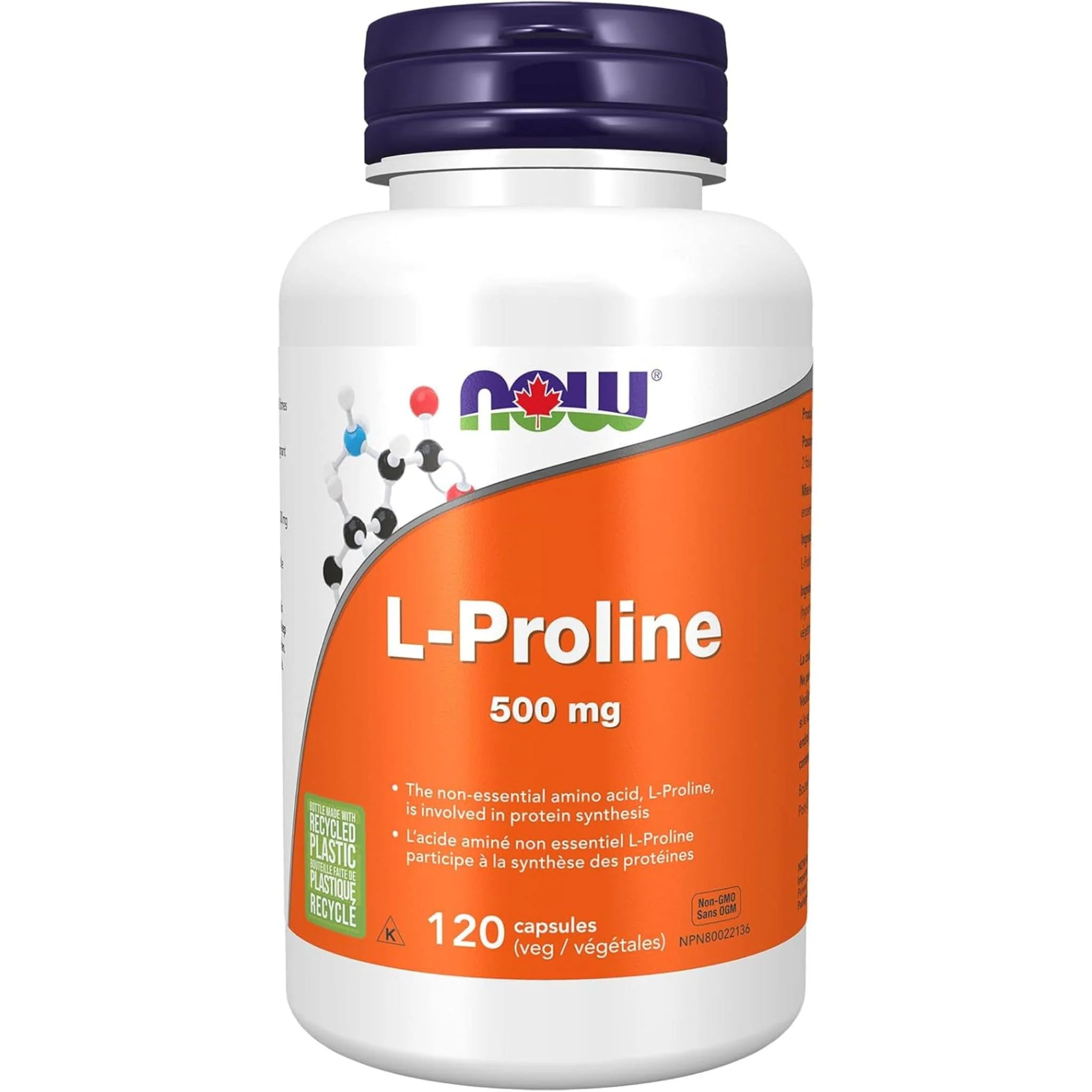 NOW L-Proline, 500mg, 120 VCaps - Image 2