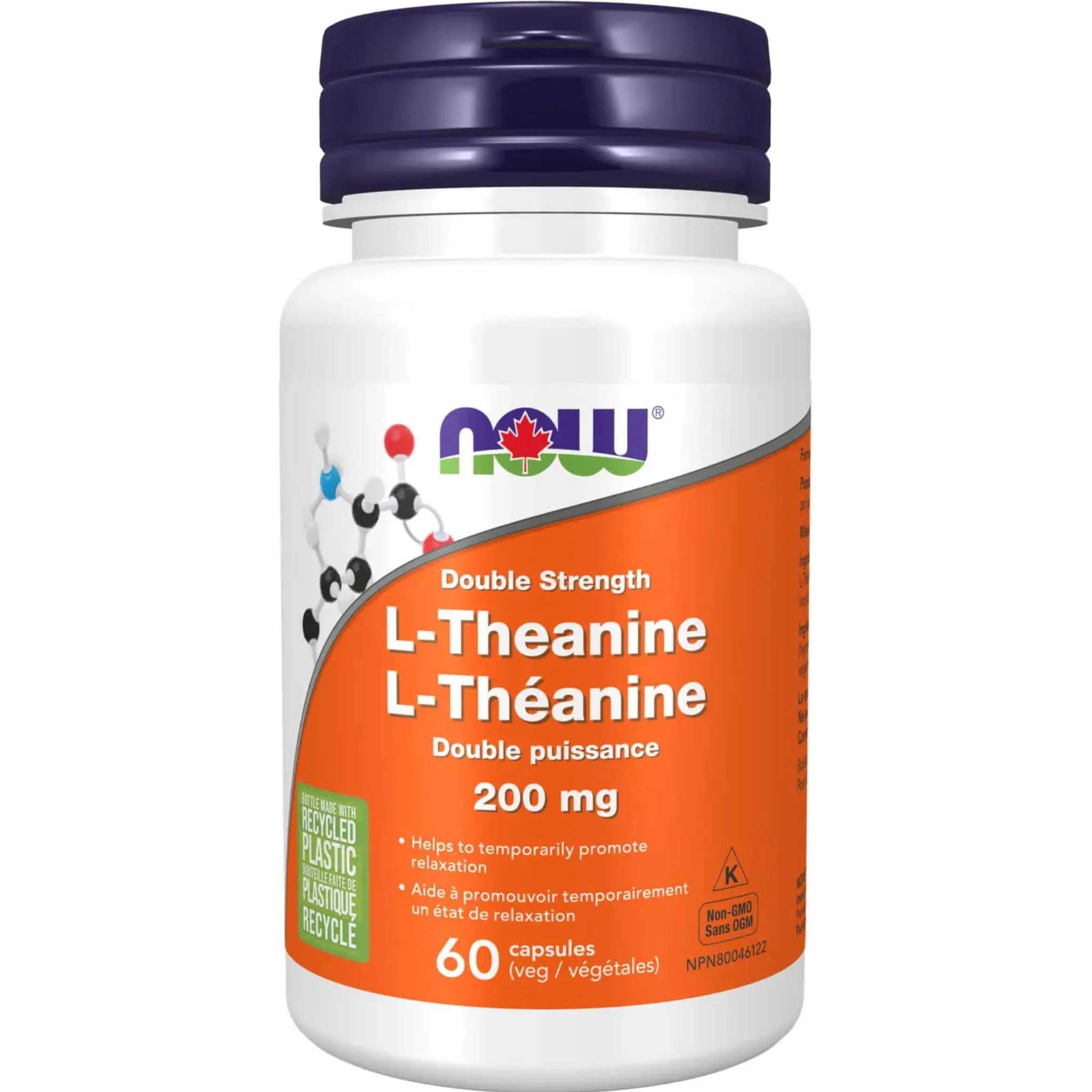 NOW L-Theanine (200mg) with Inositol (100mg), 60 Vcaps - Image 2