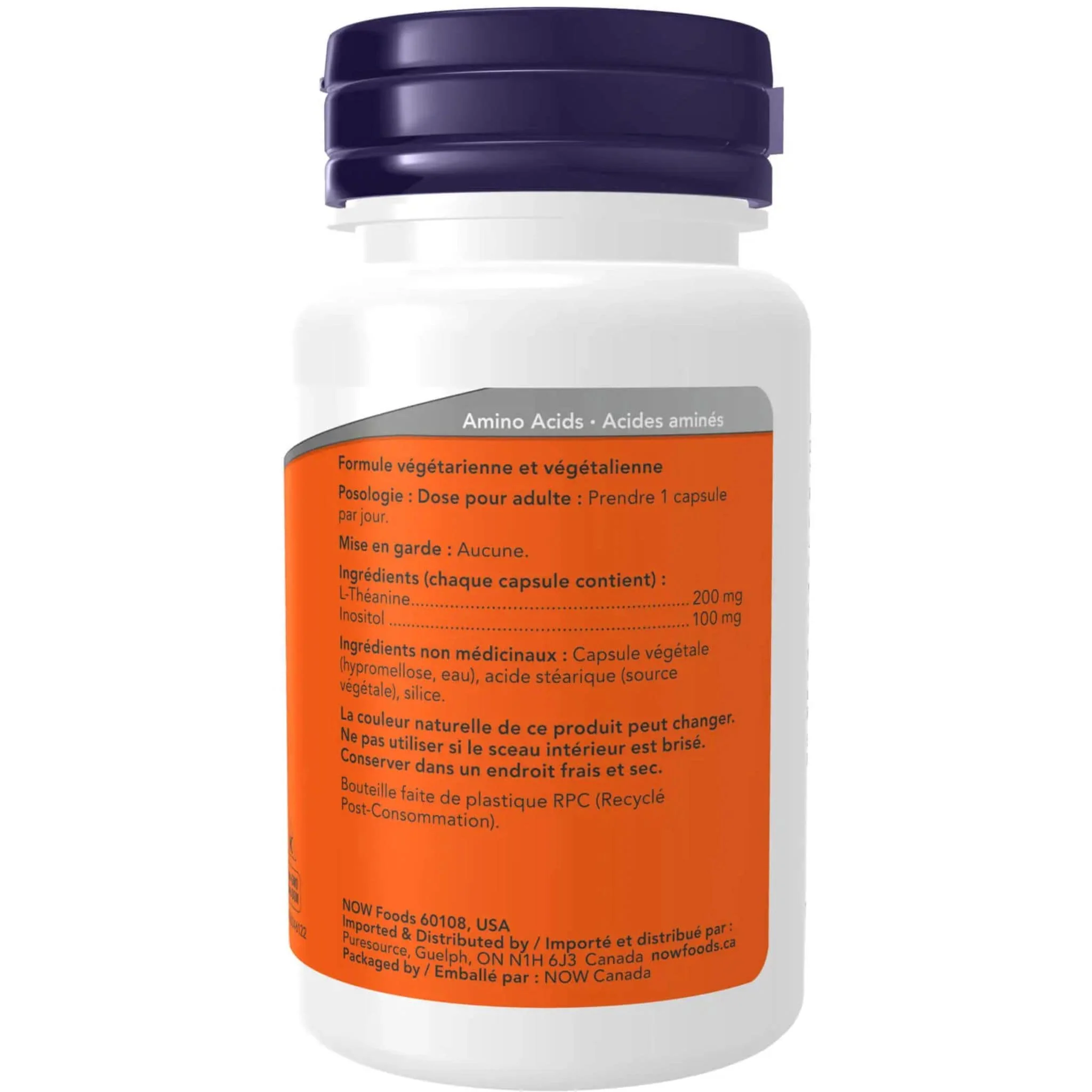 NOW L-Theanine (200mg) with Inositol (100mg), 60 Vcaps - Image 4