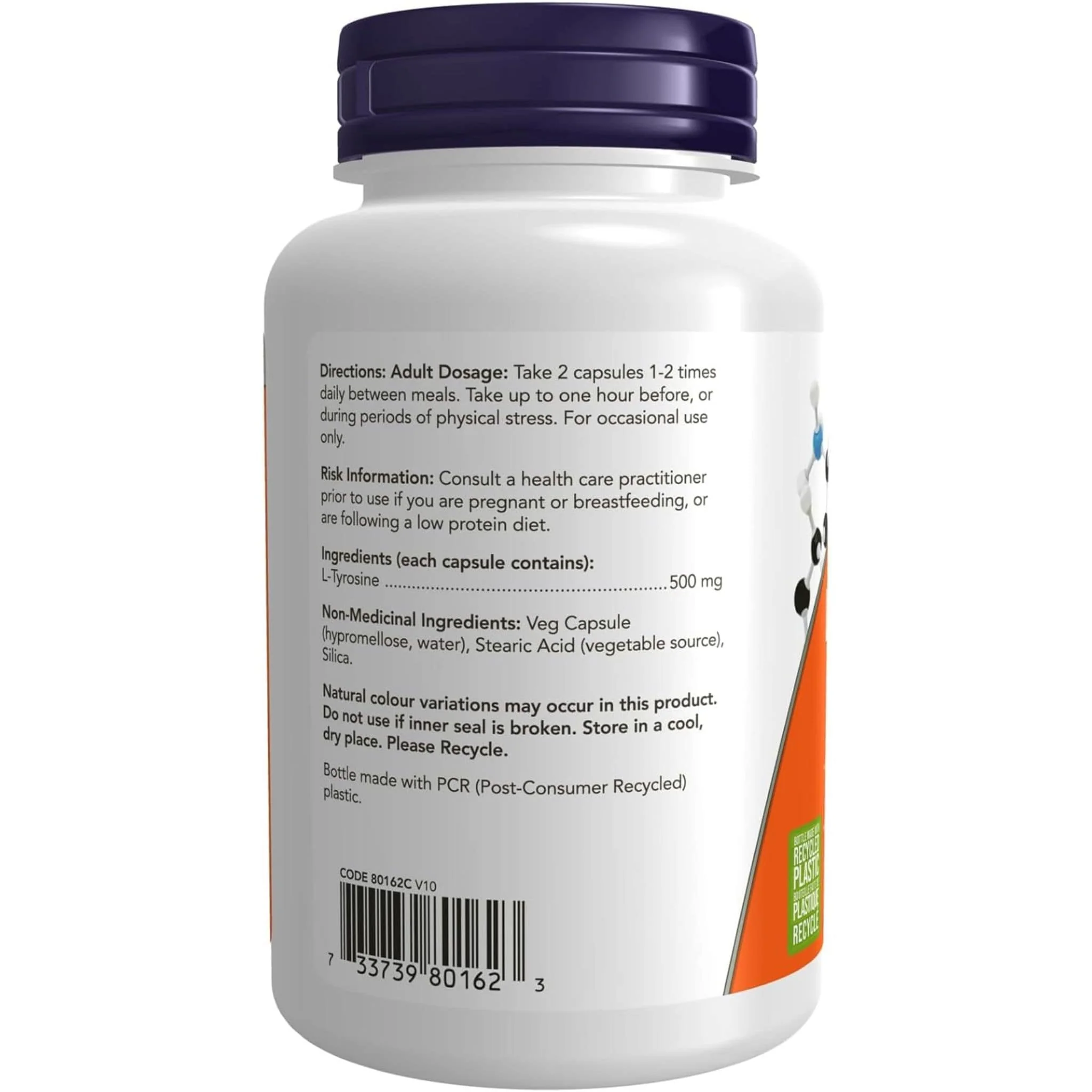 NOW L-Tyrosine 500mg, Free Form - Image 2