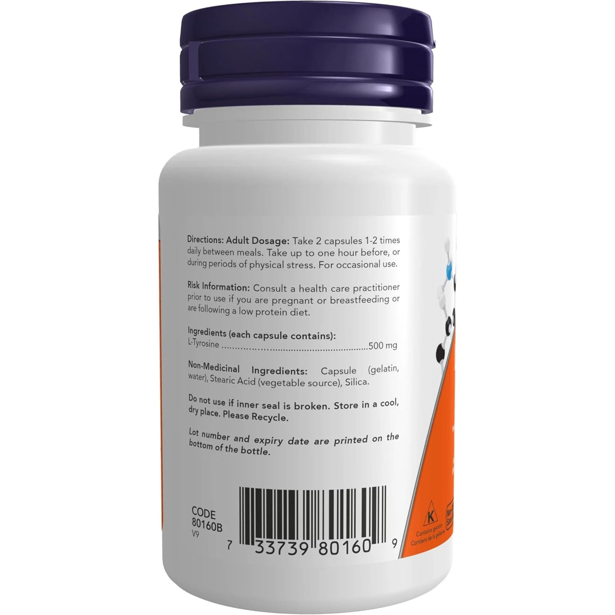NOW L-Tyrosine 500mg, Free Form - Image 6