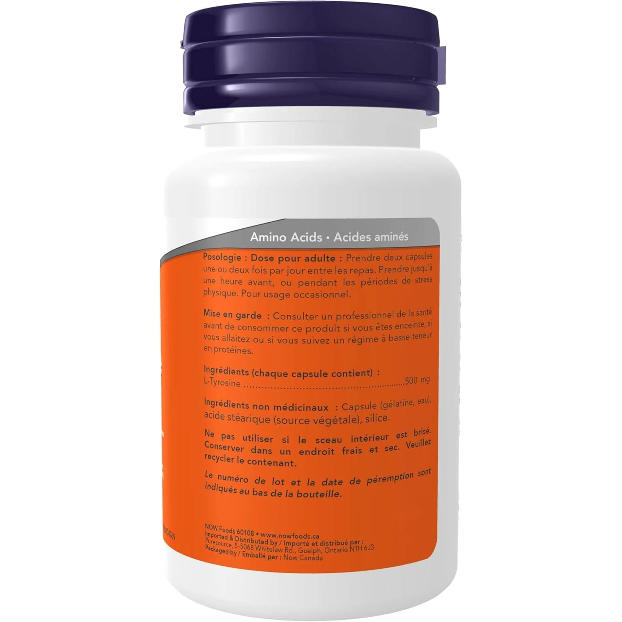 NOW L-Tyrosine 500mg, Free Form - Image 7