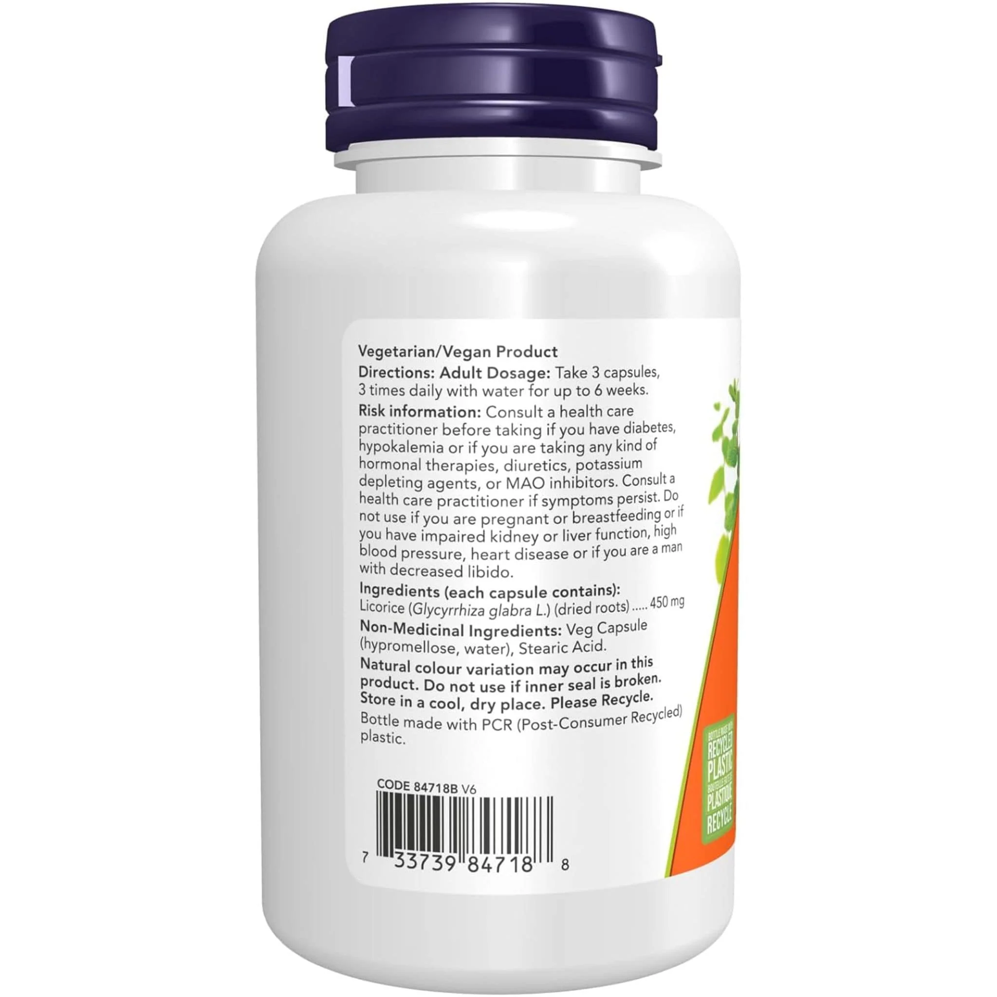 NOW Licorice Root 450mg, Used for Treating Dry Cough and other Lung Disorders and Sore Throat,, 100 Vegetable Capsules - Image 3