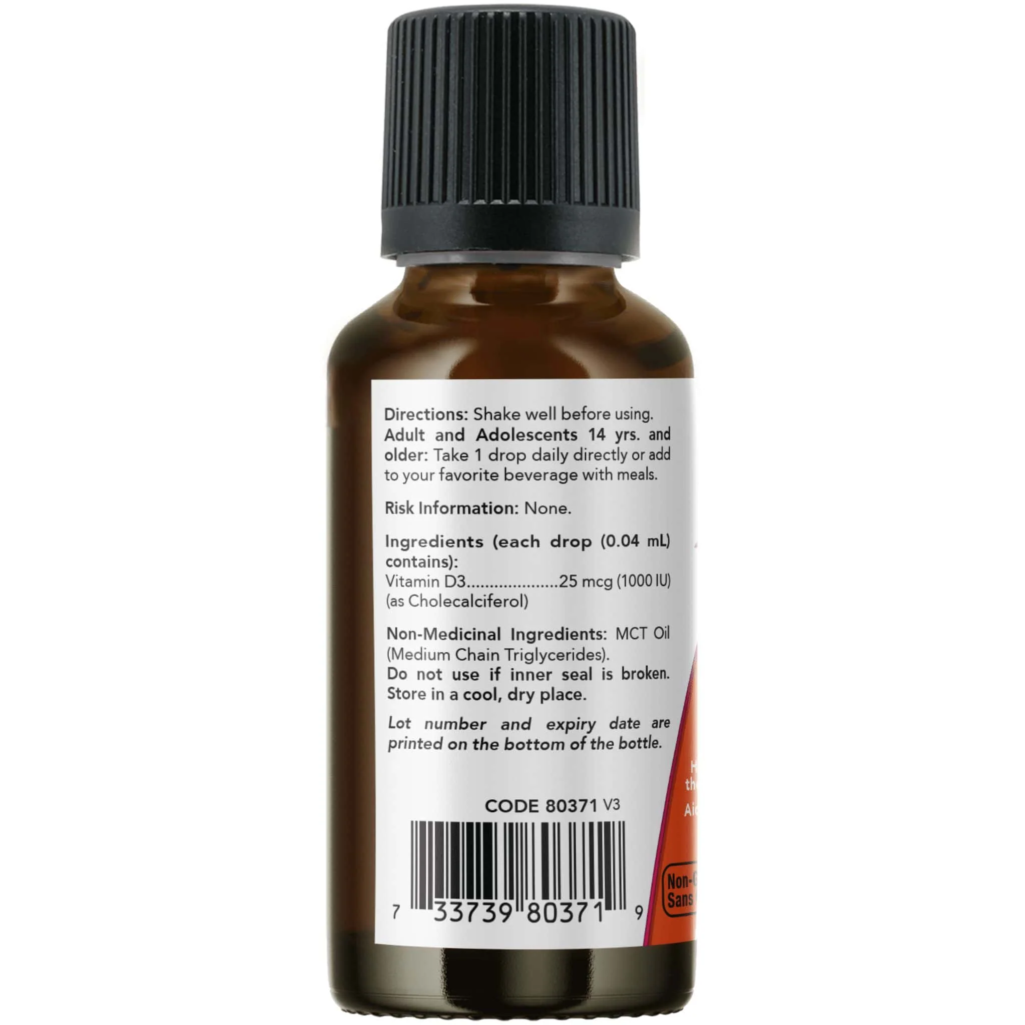 NOW Liquid Vitamin D3 Drops, Extra Strength, 1000IU, 750 Drops, 30ml - Image 2