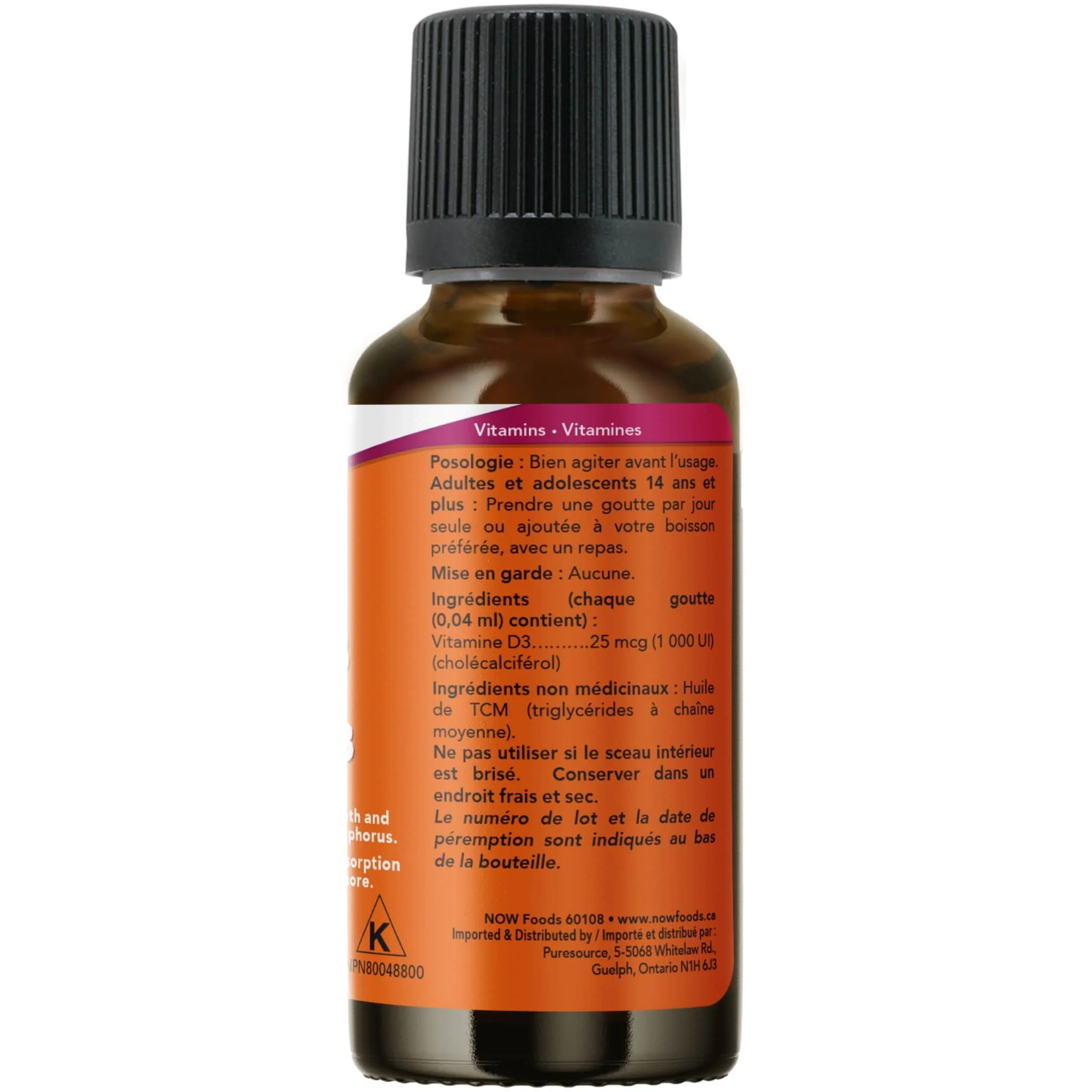 NOW Liquid Vitamin D3 Drops, Extra Strength, 1000IU, 750 Drops, 30ml - Image 3