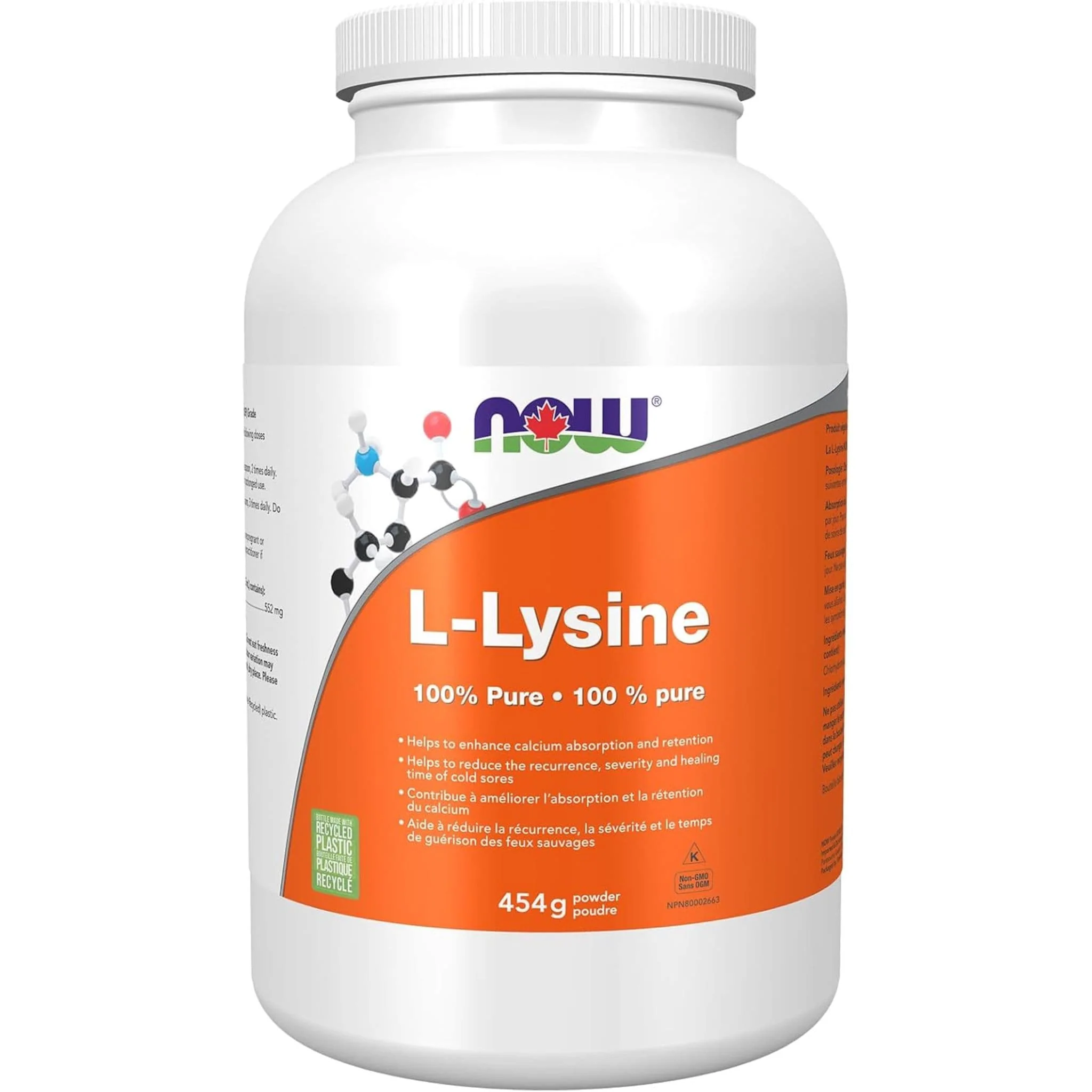 NOW L-Lysine Powder (100% Pure), 454g