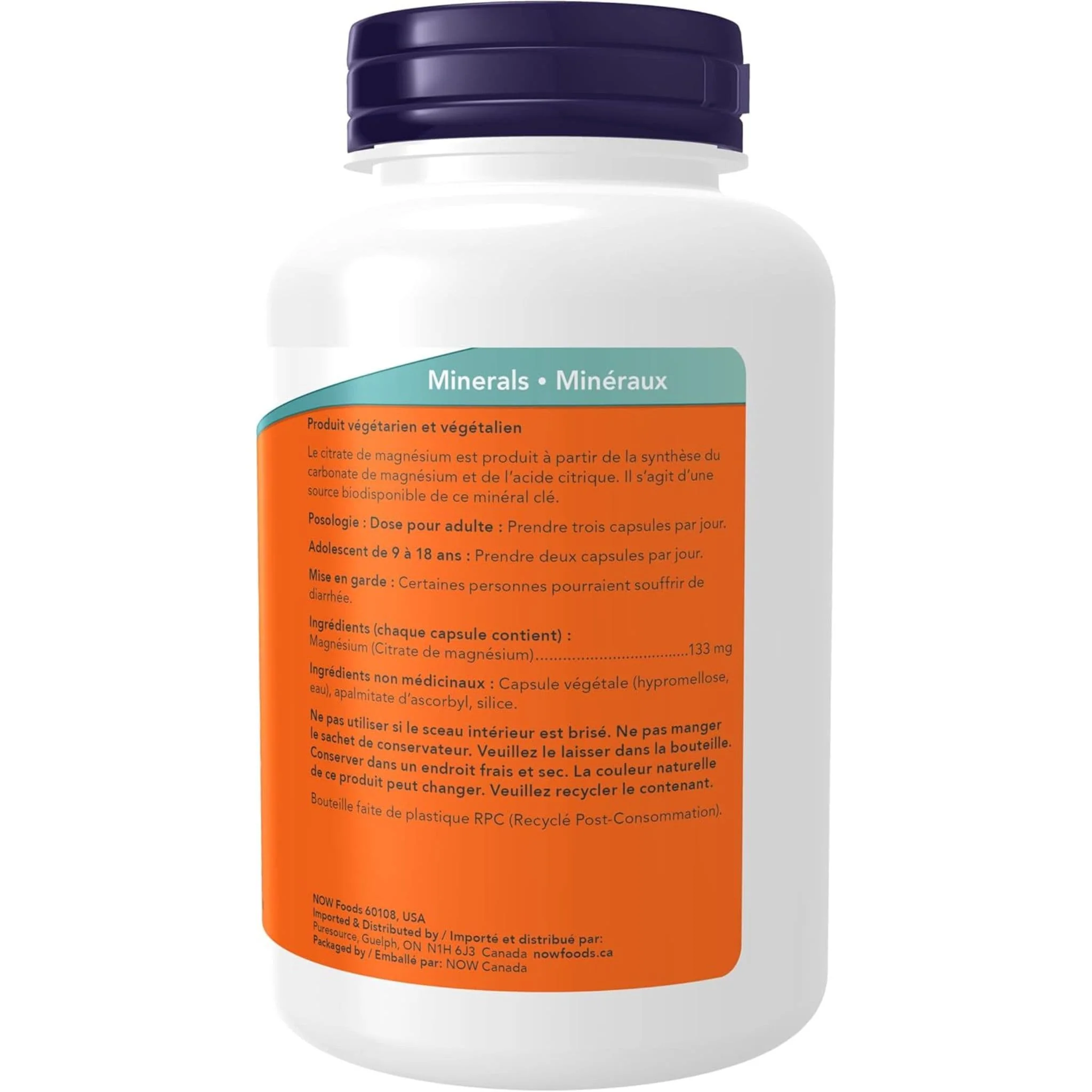NOW Magnesium Citrate 133mg, 120 Vcaps - Image 4