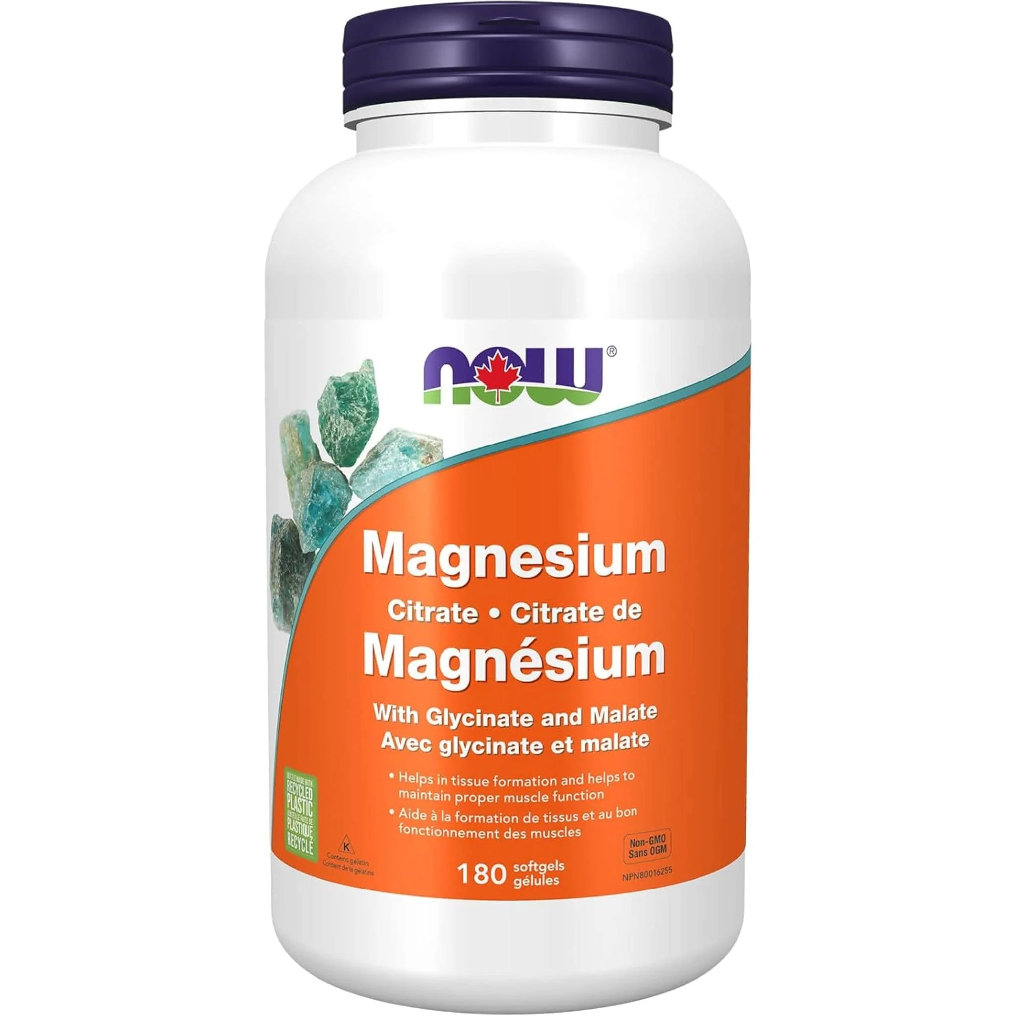 NOW Magnesium 134mg Complex, Magnesium Citrate, Magnesium Glycinate, Magnesium Malate Softgels - Image 5