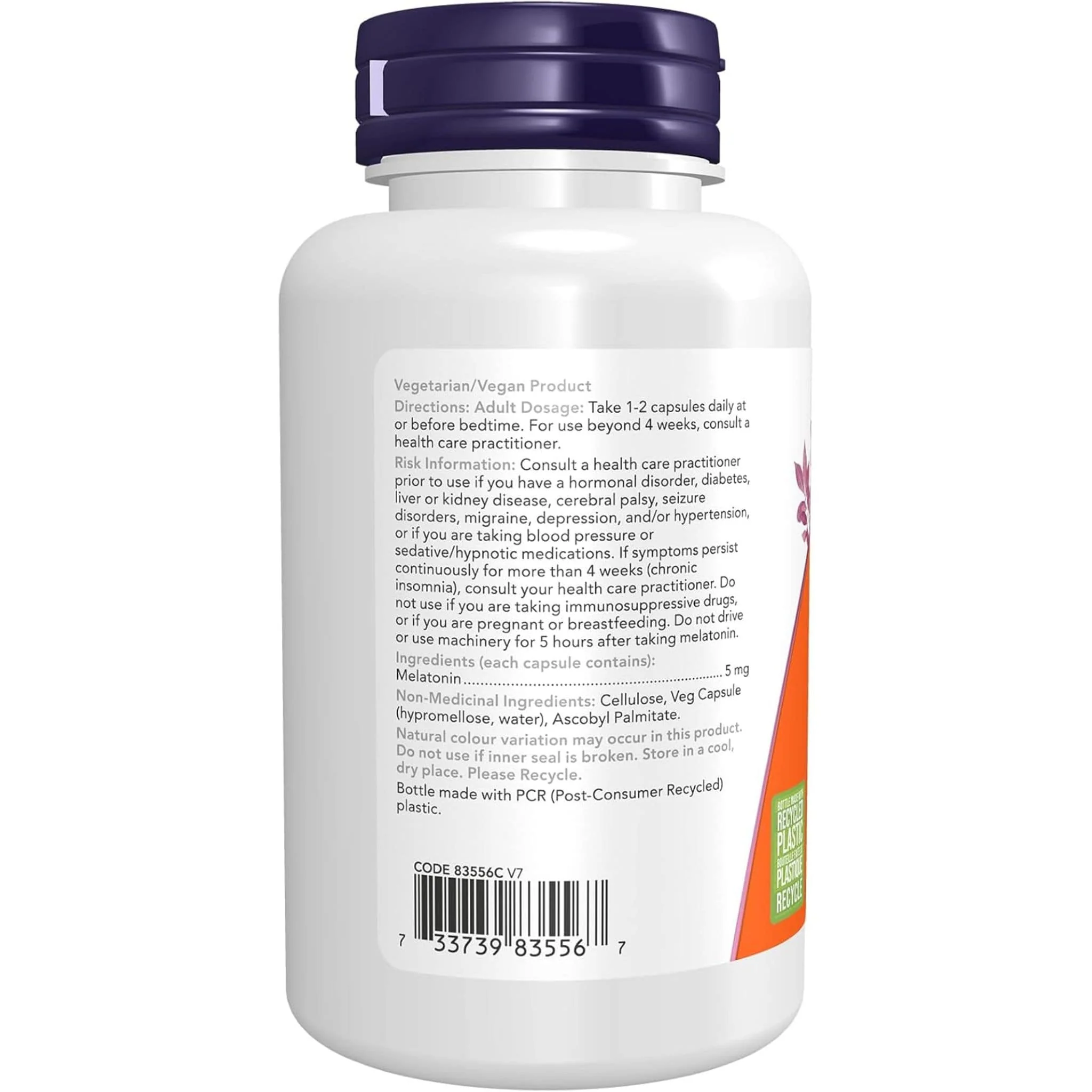 NOW Melatonin 5mg Capsules, Premium Quality, Helps Regulate Sleep Cycle - Image 7