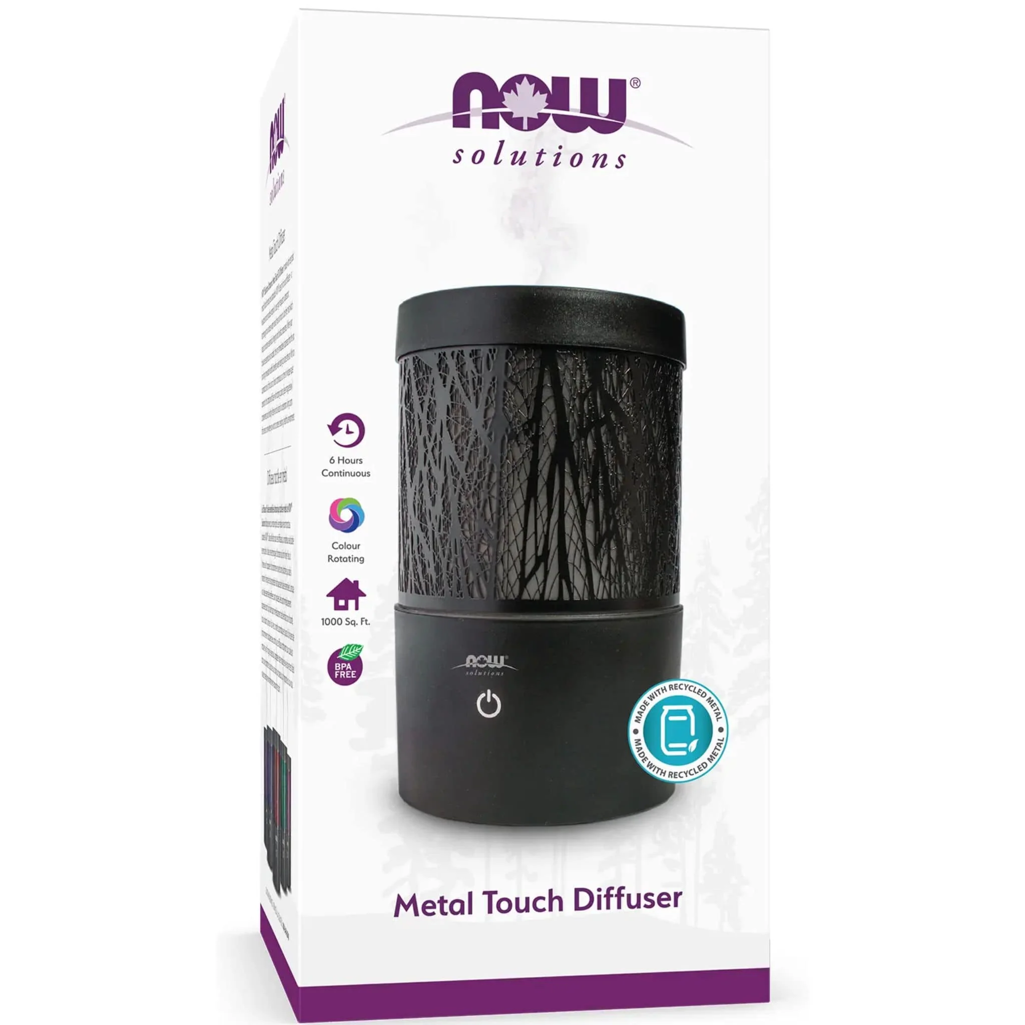 NOW Metal Touch Ultrasonic Essential Oil Diffuser, Black CLEARANCE 50% Off Final Sale