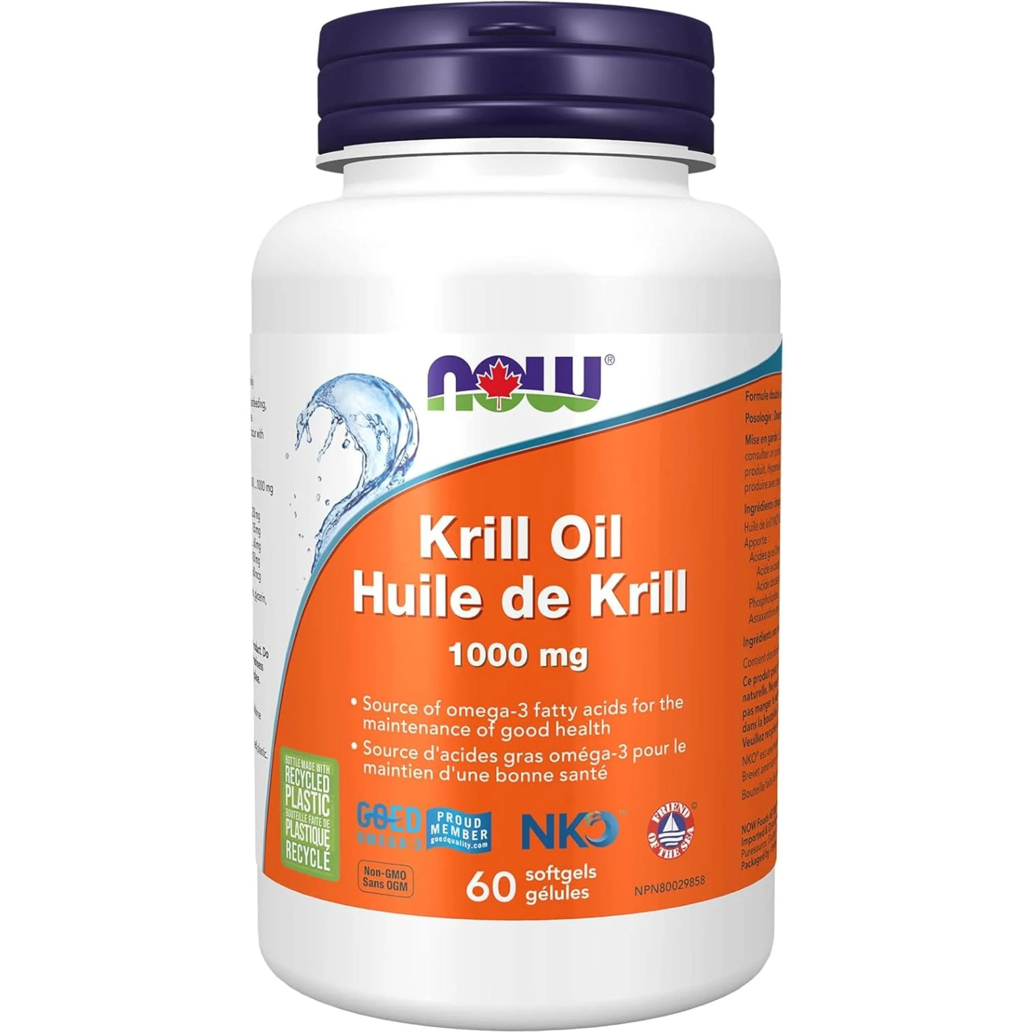 NOW Neptune Krill Oil 1000mg, Double Strength, 100% Pure NKO, 60 Enteric Coated Softgels - Image 2
