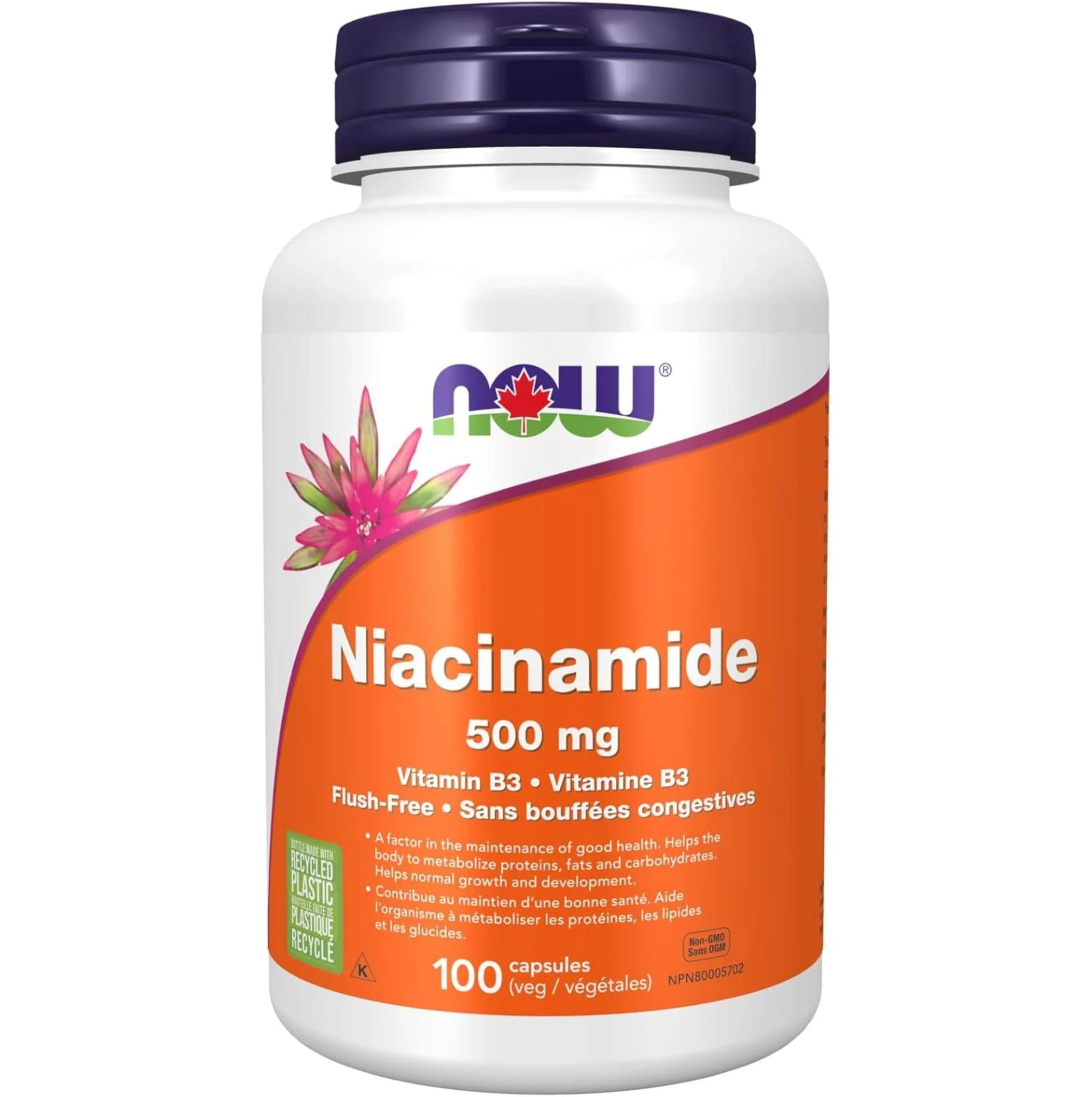 NOW Niacinamide, Vitamin B3, 500mg, 100 Capsules