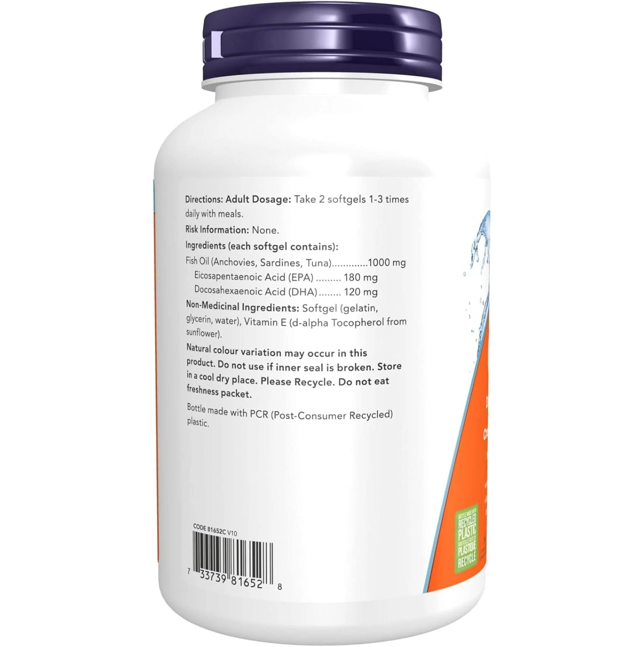 NOW Omega-3 1000mg Concentrated Fish Oil Softgels - Image 5