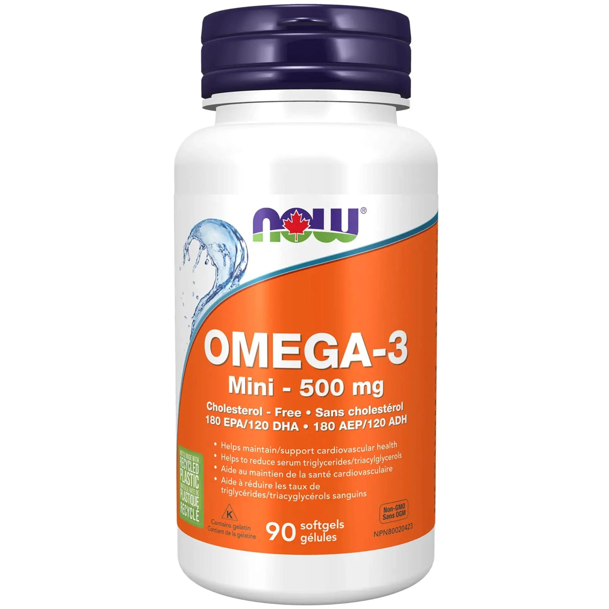 NOW Omega-3 Mini 500mg, Molecularly Distilled, 180 EPA and 120 DHA, Maintain Cardiovascular Health, 90 Softgels - Image 2