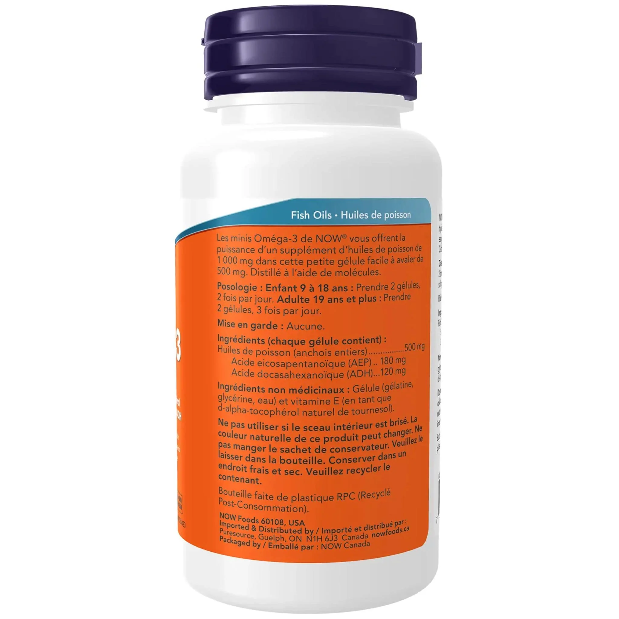 NOW Omega-3 Mini 500mg, Molecularly Distilled, 180 EPA and 120 DHA, Maintain Cardiovascular Health, 90 Softgels - Image 4