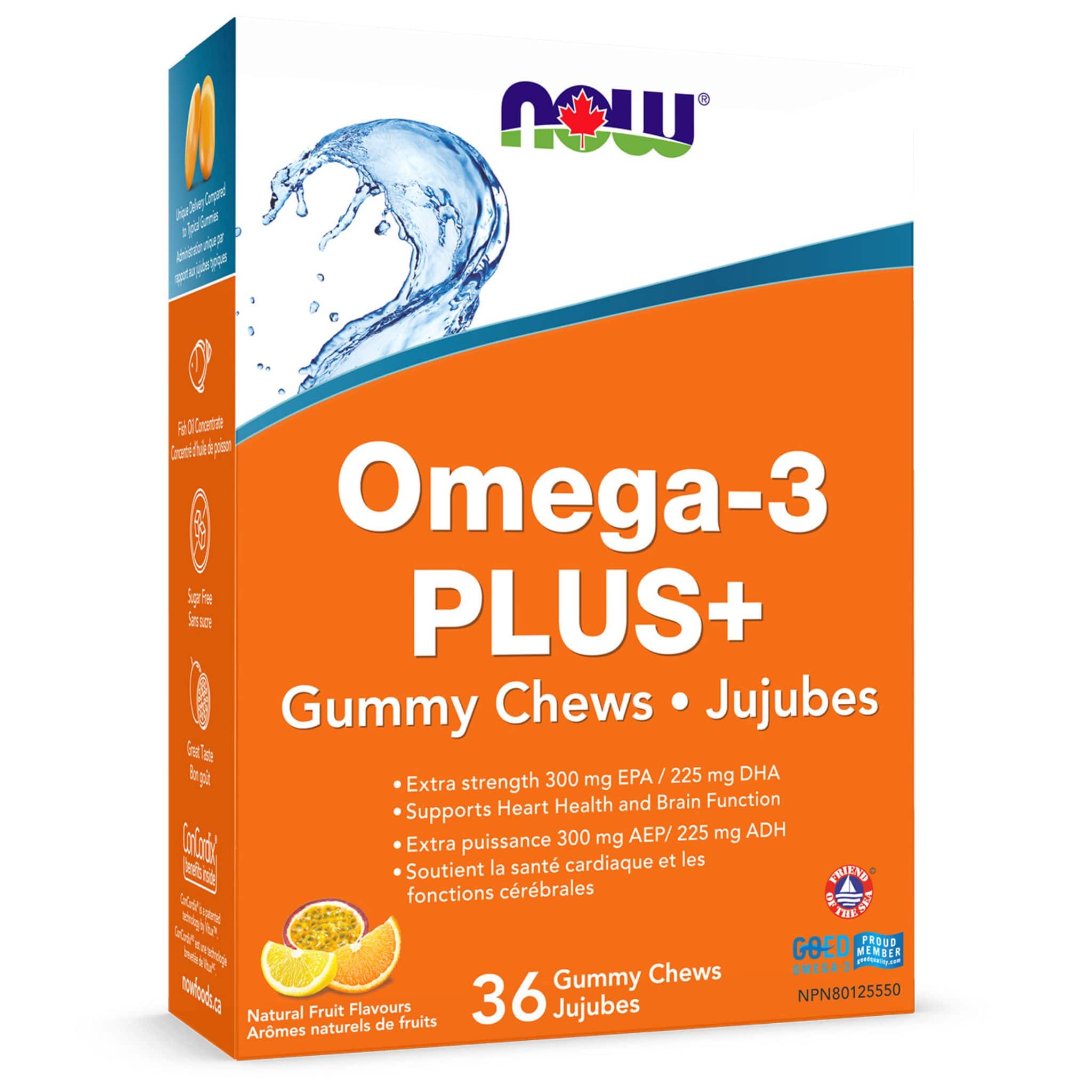 NOW Omega-3 Plus Fish Oil Gummy Chews, Extra Strength, 300mg EPA, 225mg DHA, 36 Gummies
